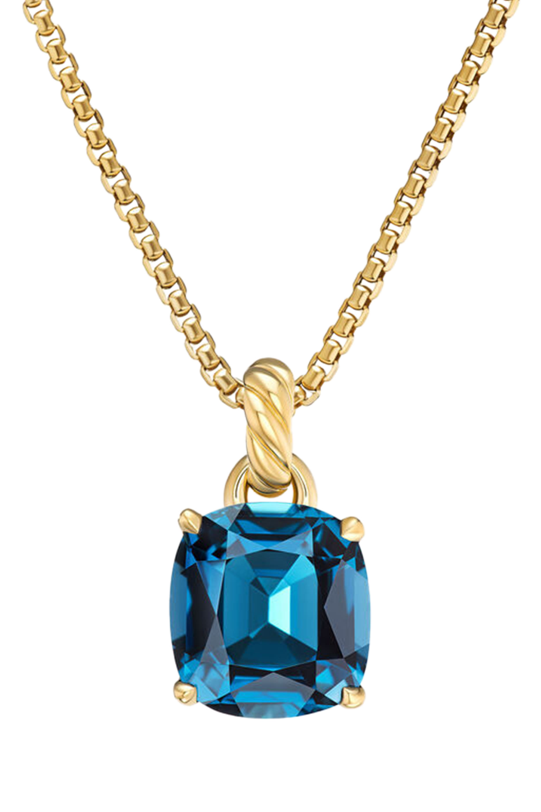 Marbella Amulet, 18K Yellow Gold & Blue Topaz