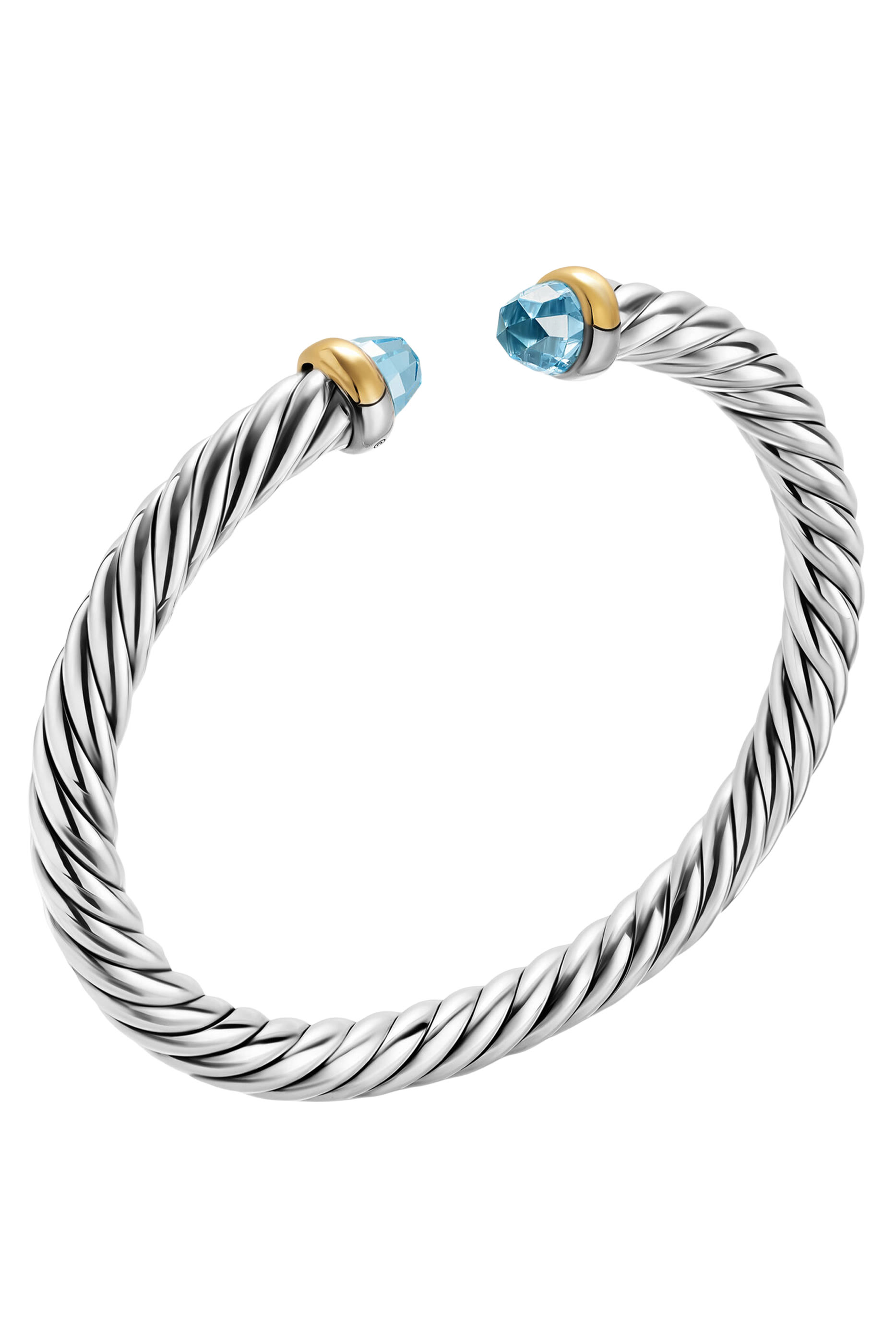 Cable Flex® Bracelet, Sterling Silver with 14K Yellow Gold & Blue Topaz