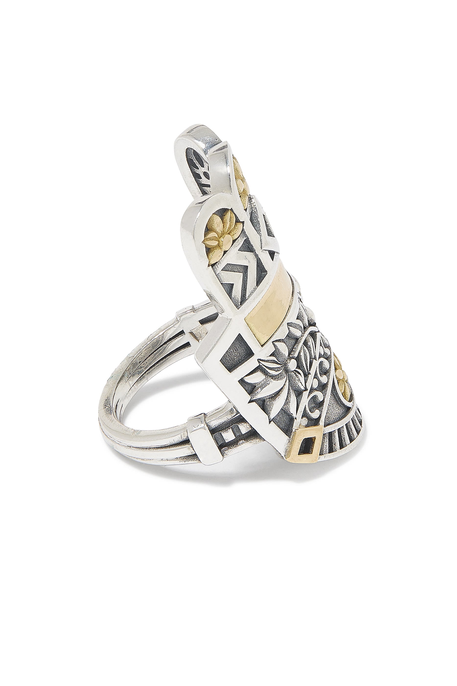Geometric Kaf Ring, 18K Gold & Sterling Silver 