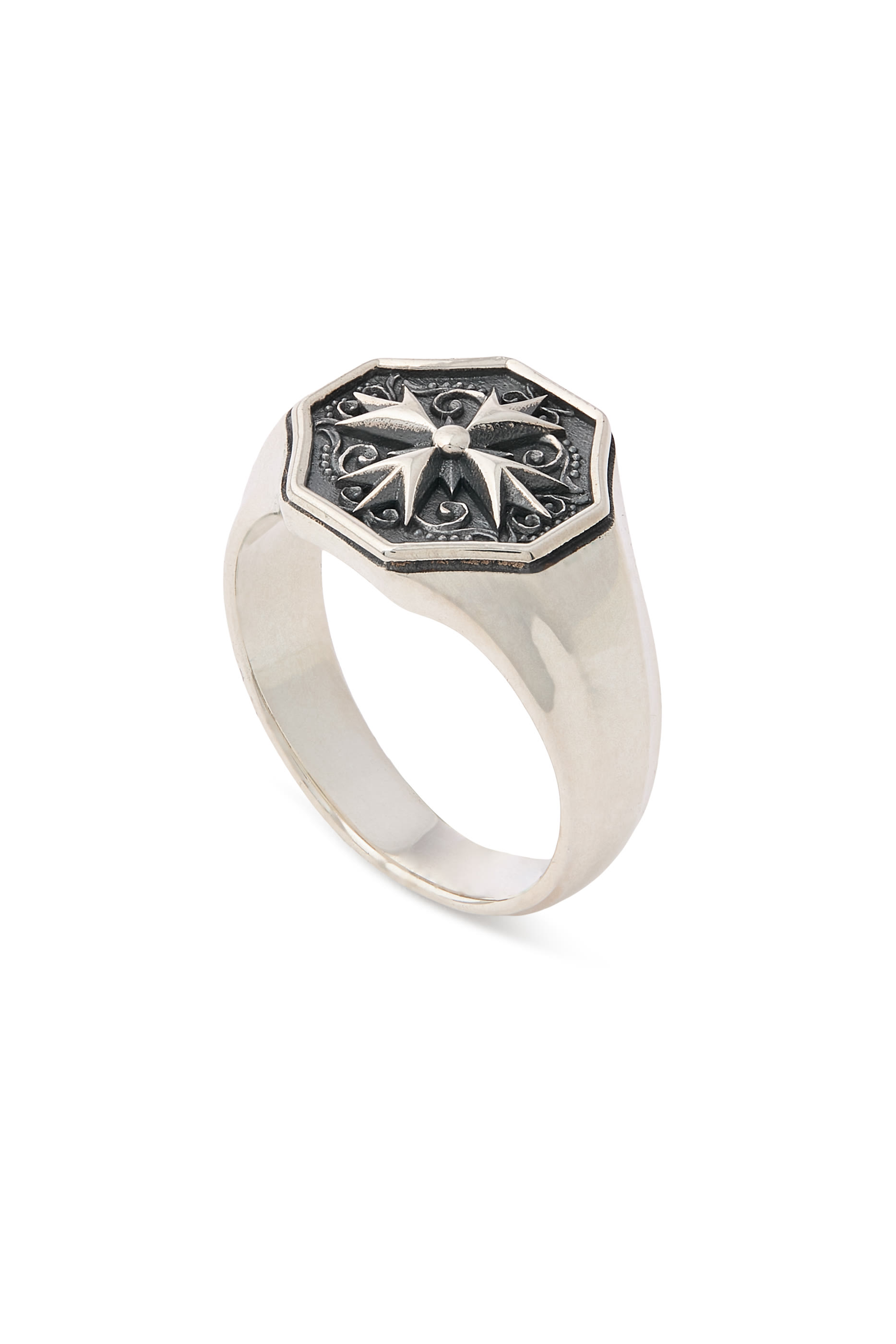 Crest Signet Ring, Sterling Silver