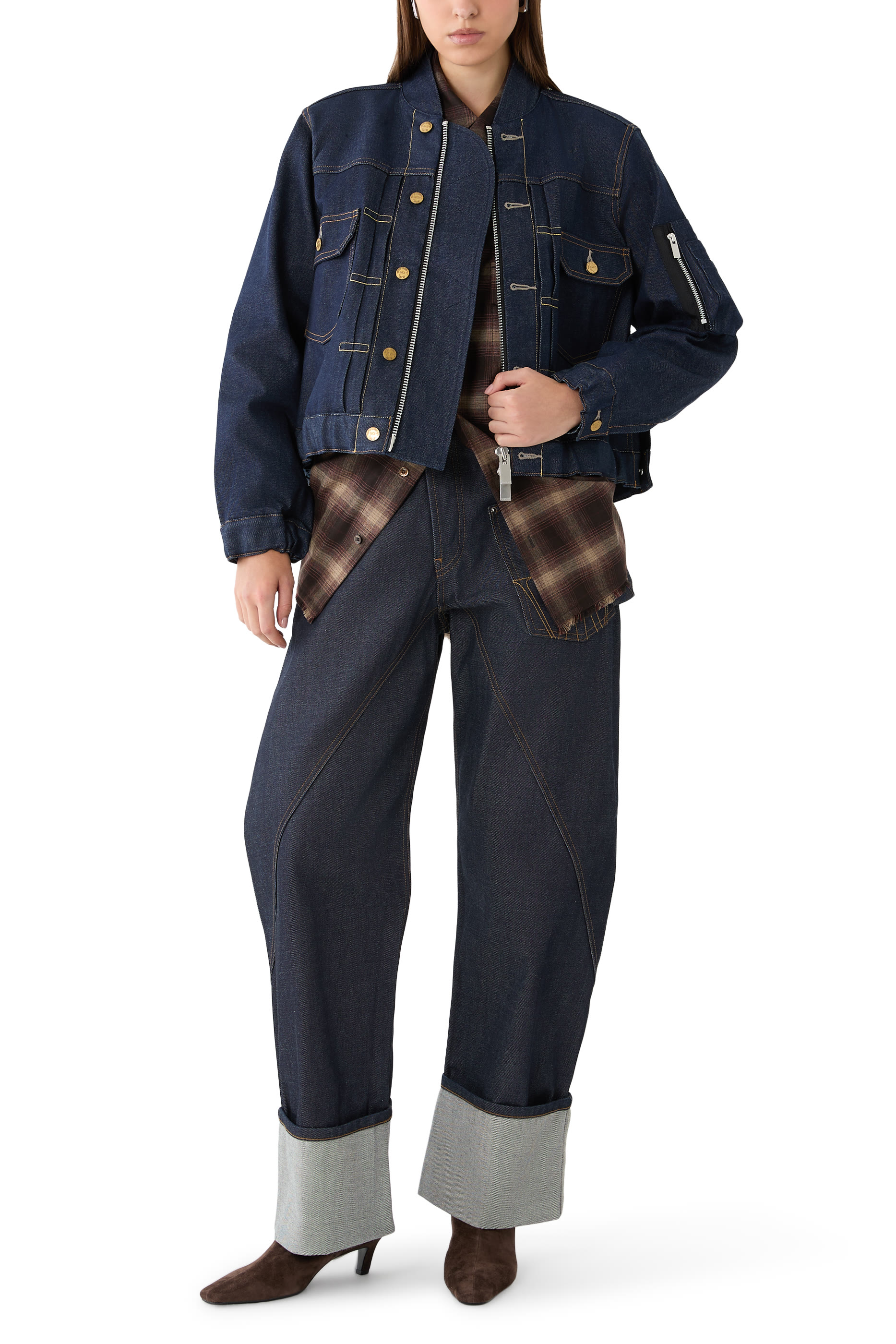 Washed Denim Blouson Jacket