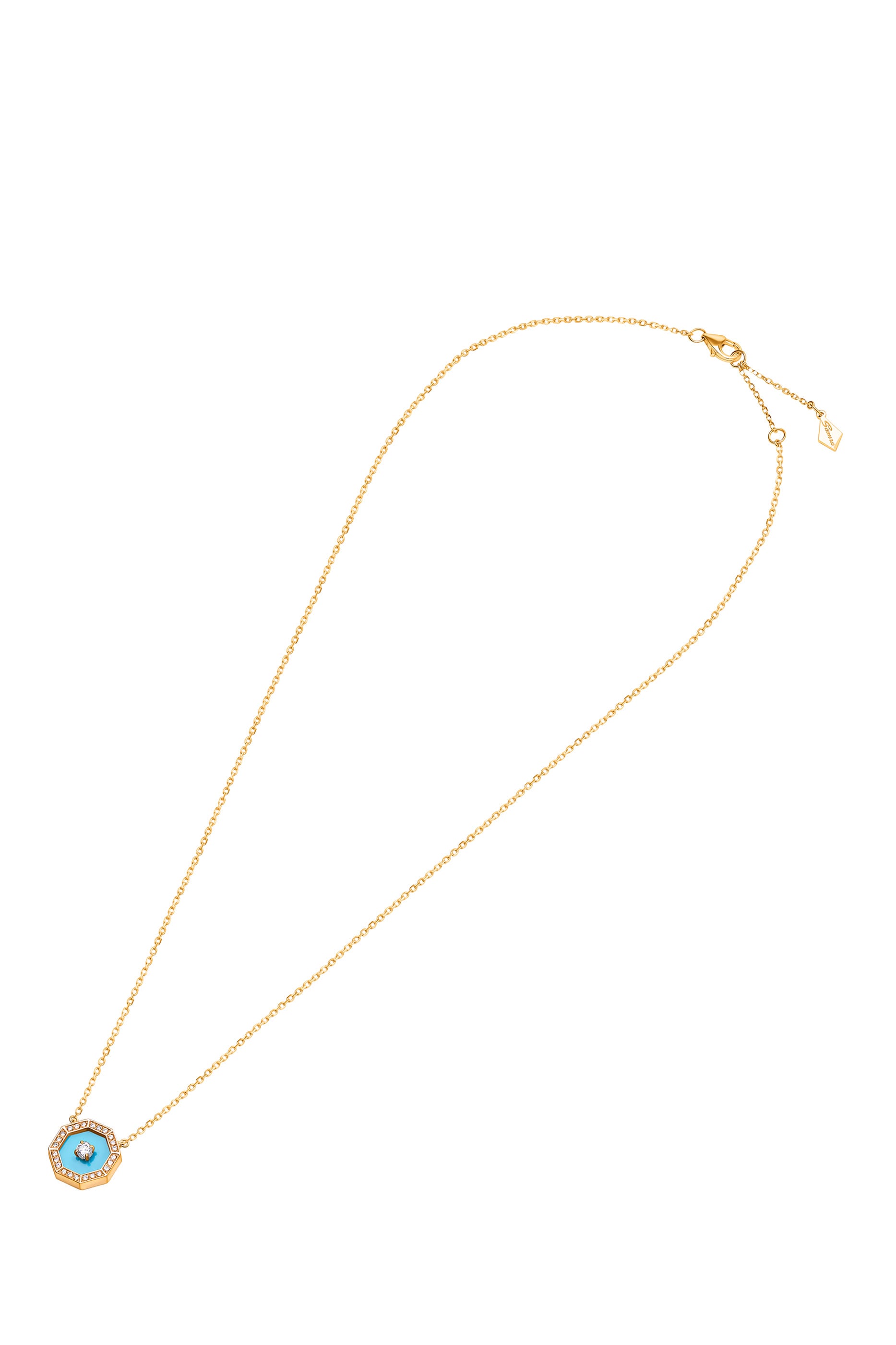 Ahjar Birwaz Necklace, 18K Rose Gold with Diamonds & Turquoise