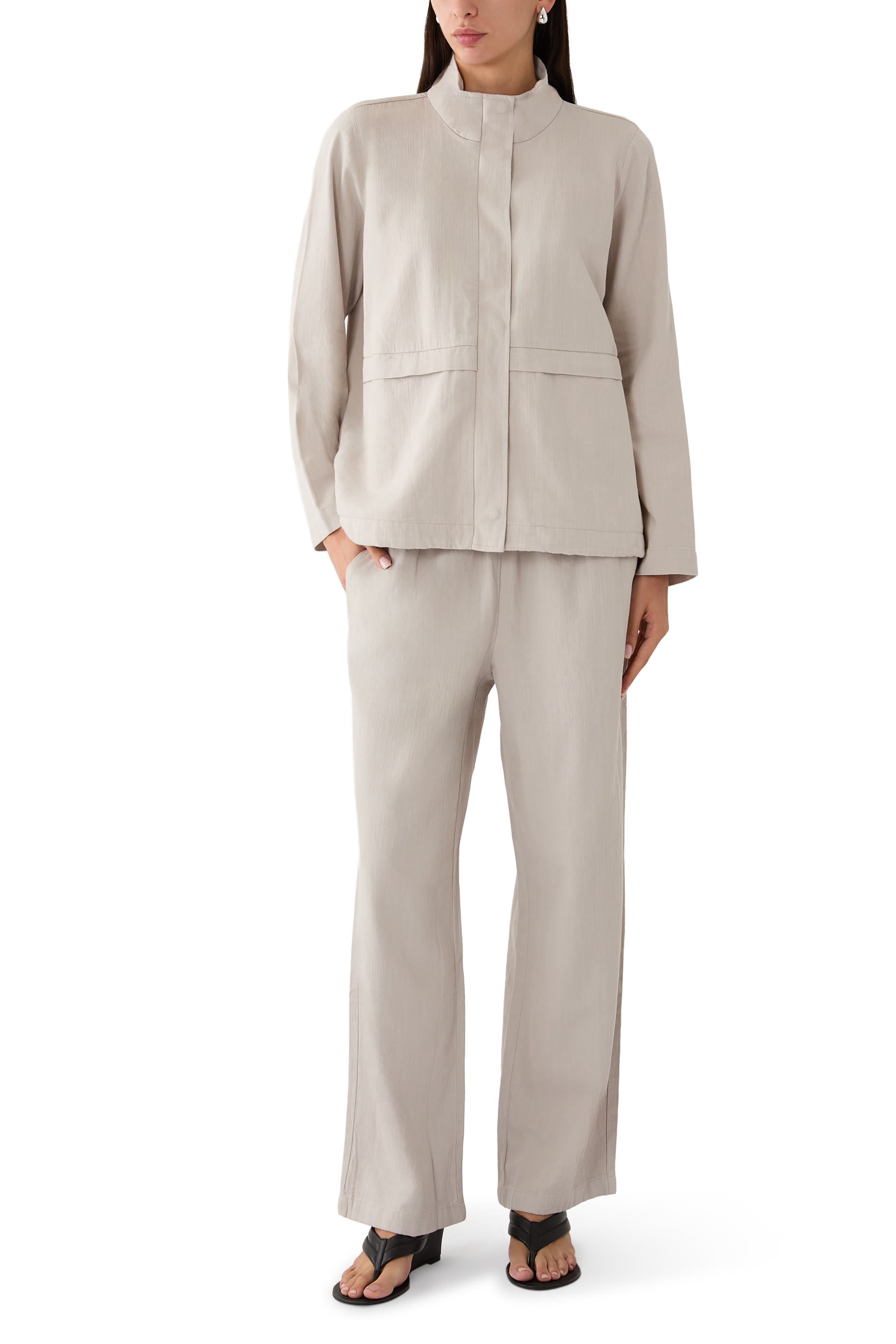 Slubby High Collar Jacket