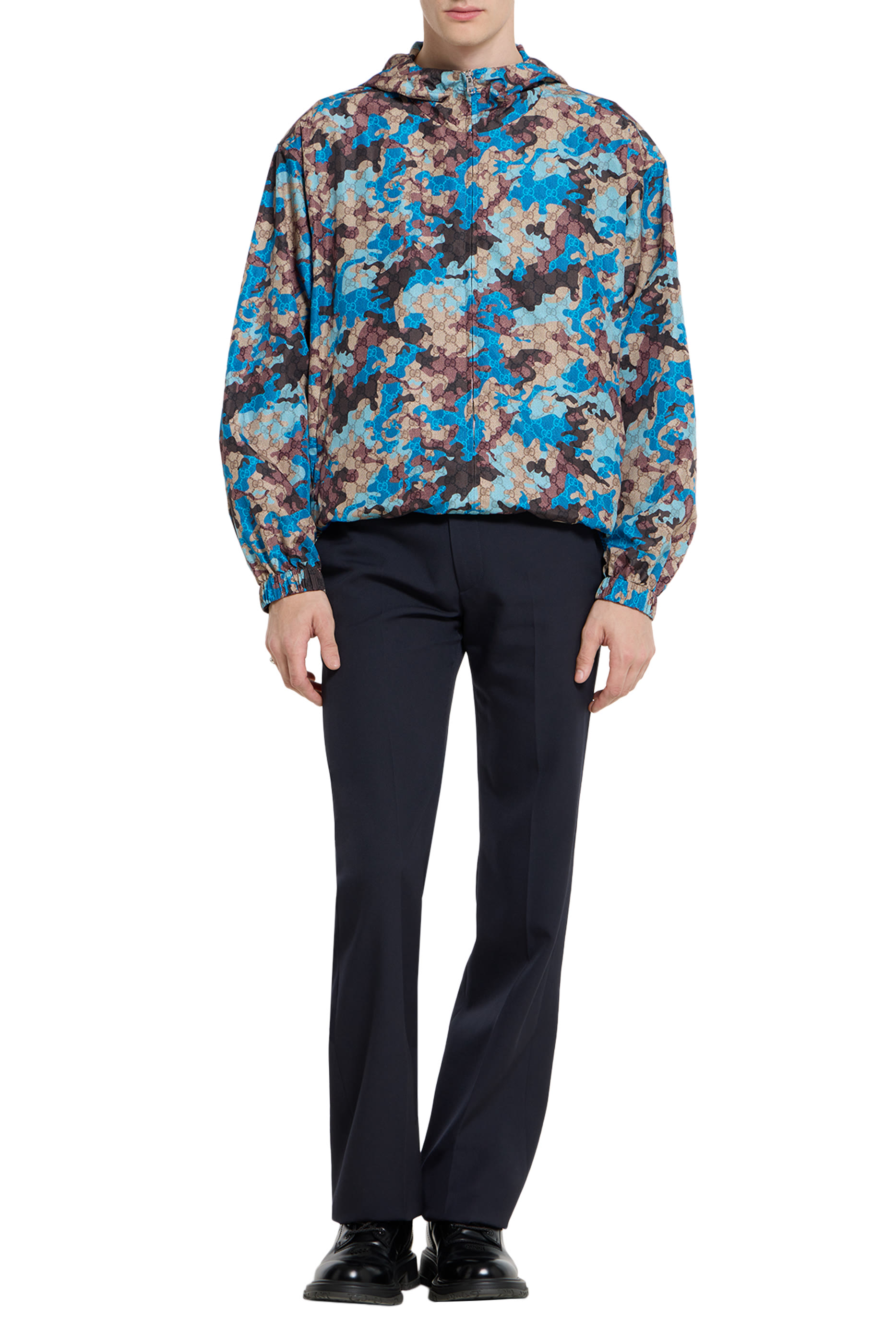 Wool Gabardine Pants with Embroidery