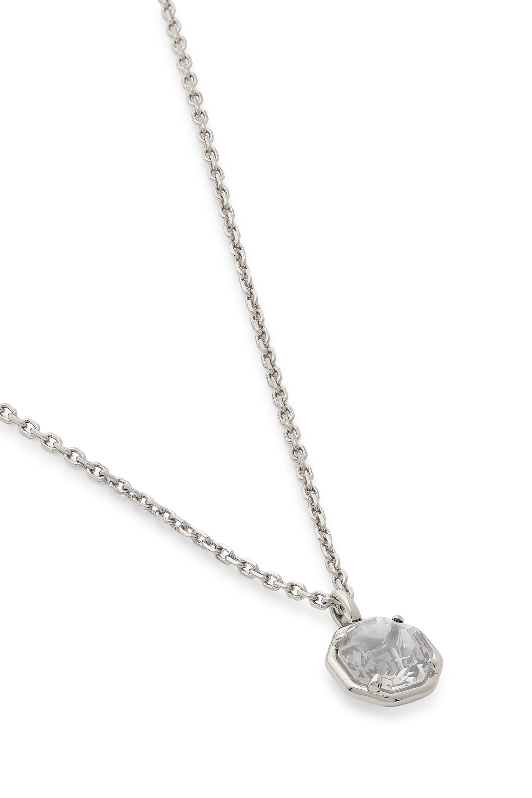 Octagon Stone Pendant Necklace, Metal & Crystal