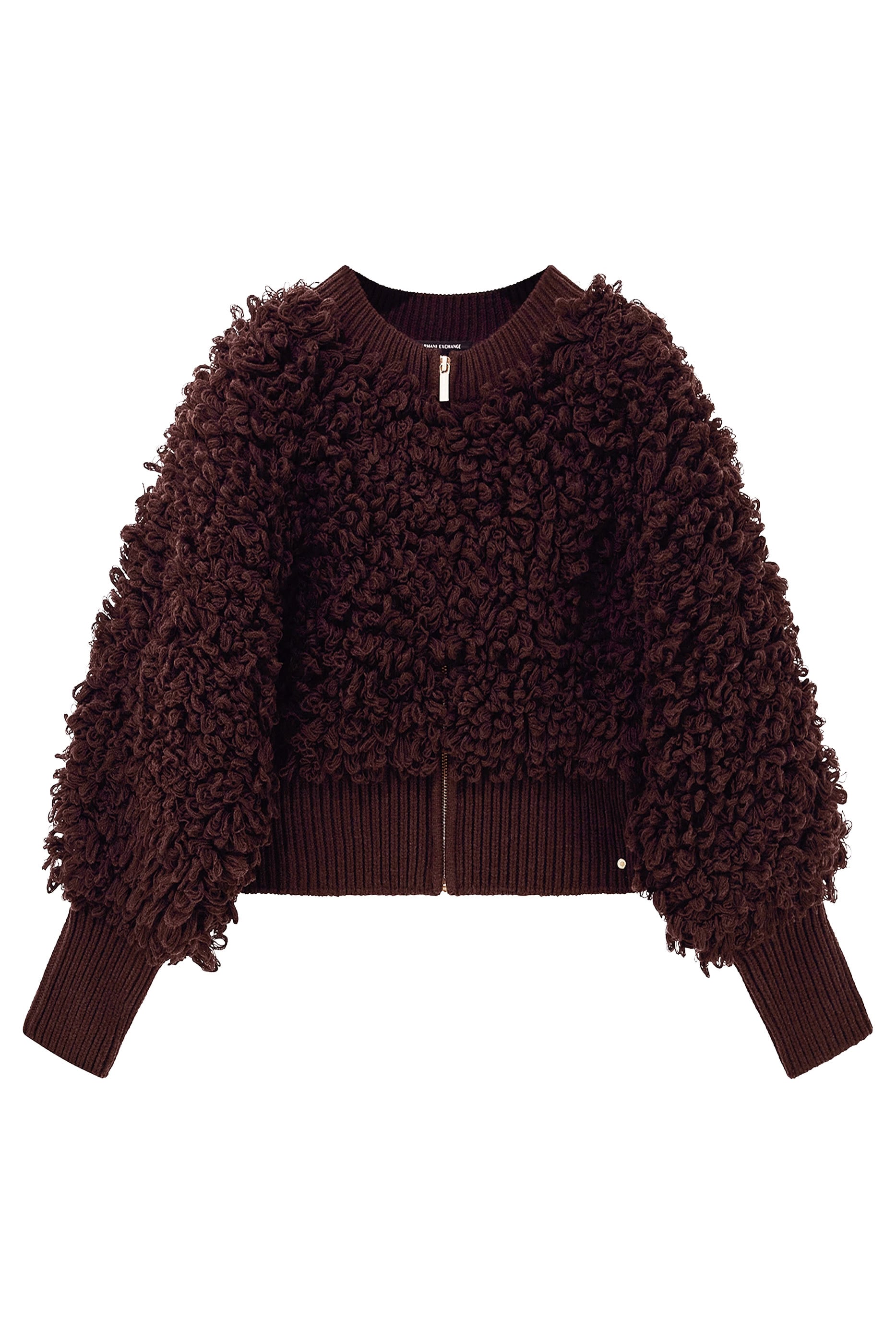 Loop Knit Cropped Bomber Jacket