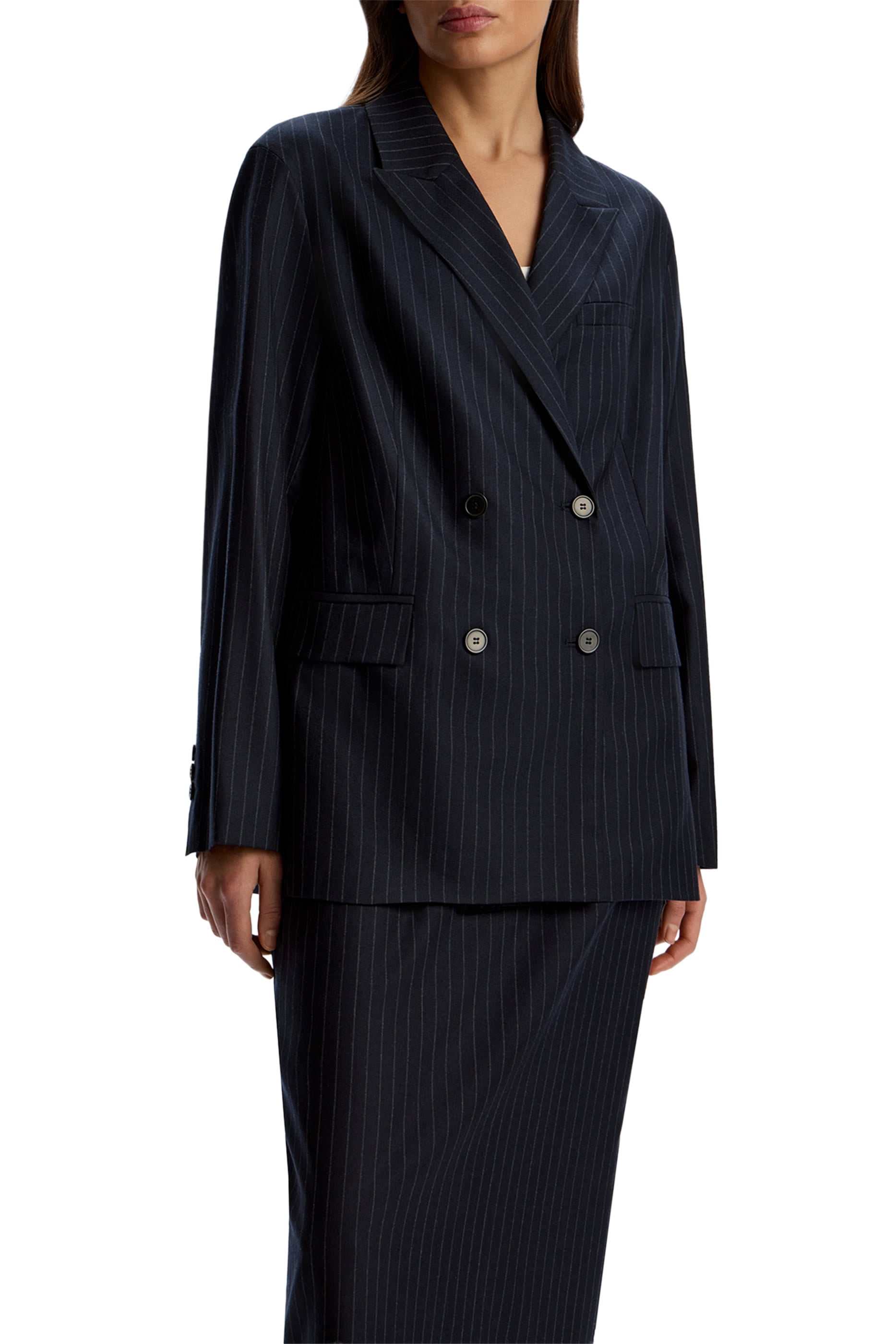 Pinstriped Wool Blazer