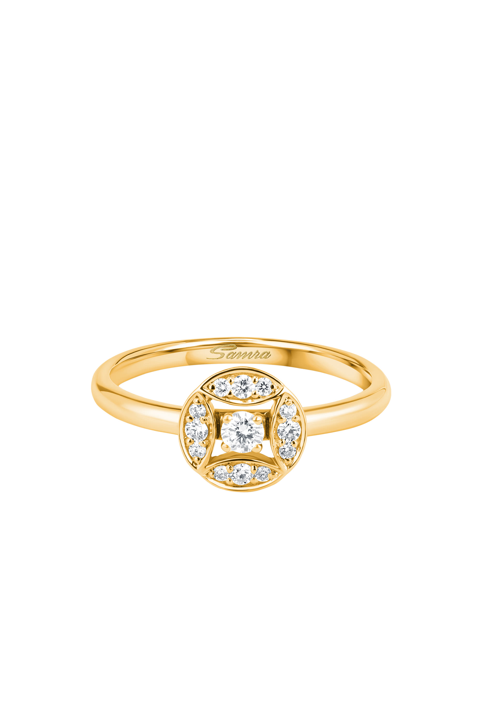 Barq Marquise Circle Ring, 18k Yellow Gold & Diamonds