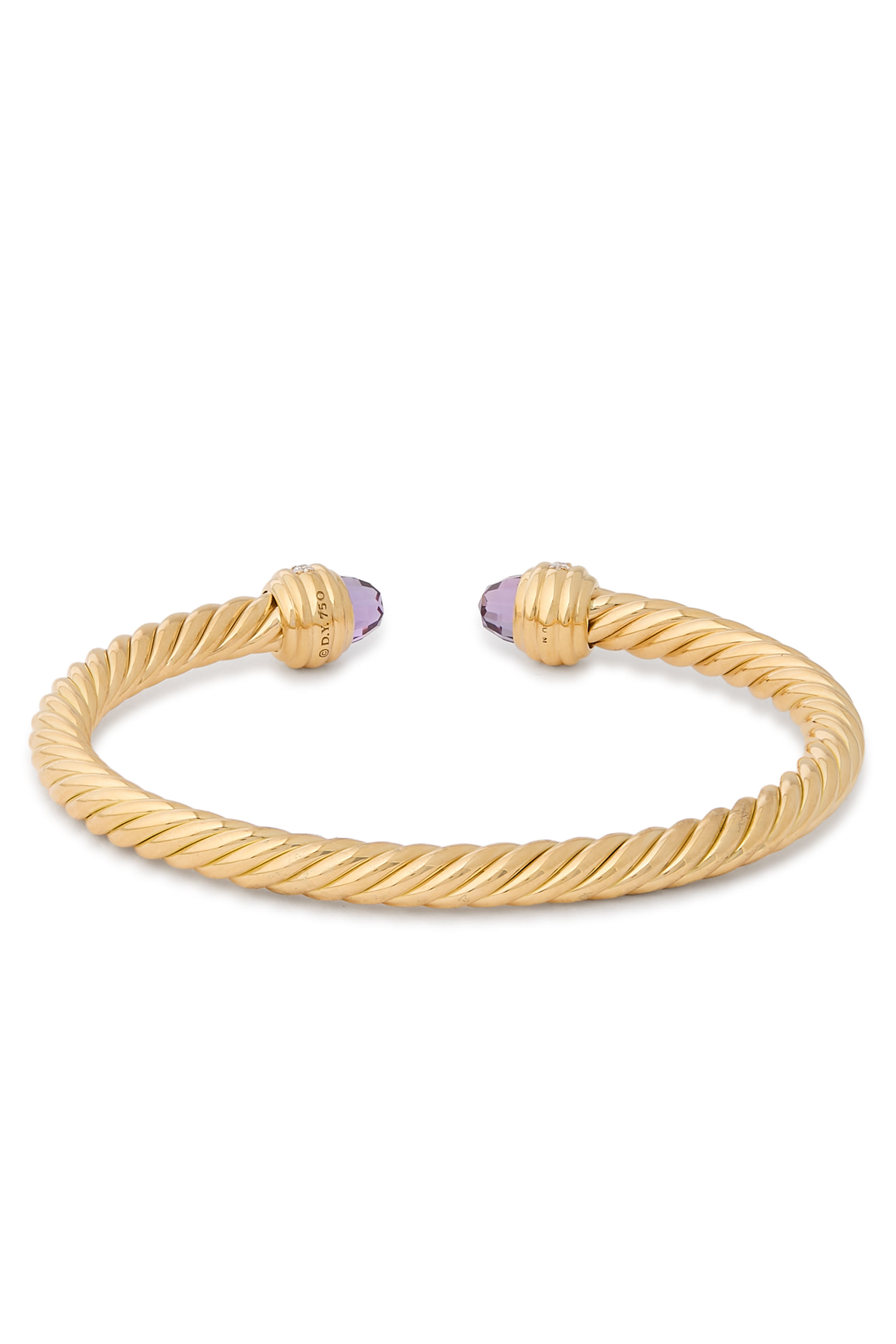 Classic Cablespira® Bracelet, 18K Yellow Gold, Amethyst & Diamonds