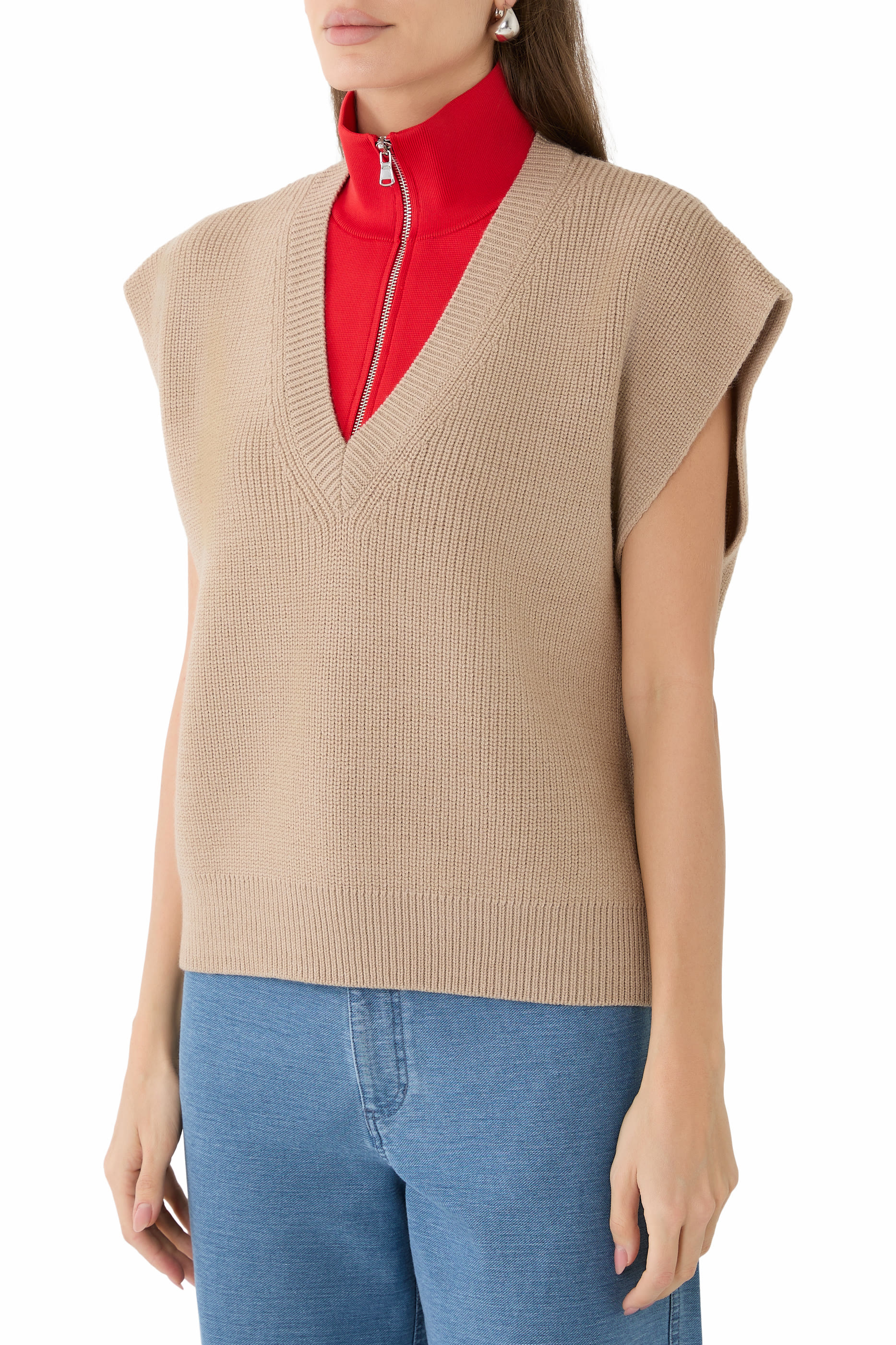 Cardigan Stitch Sweater Vest with Removable Dickie 
