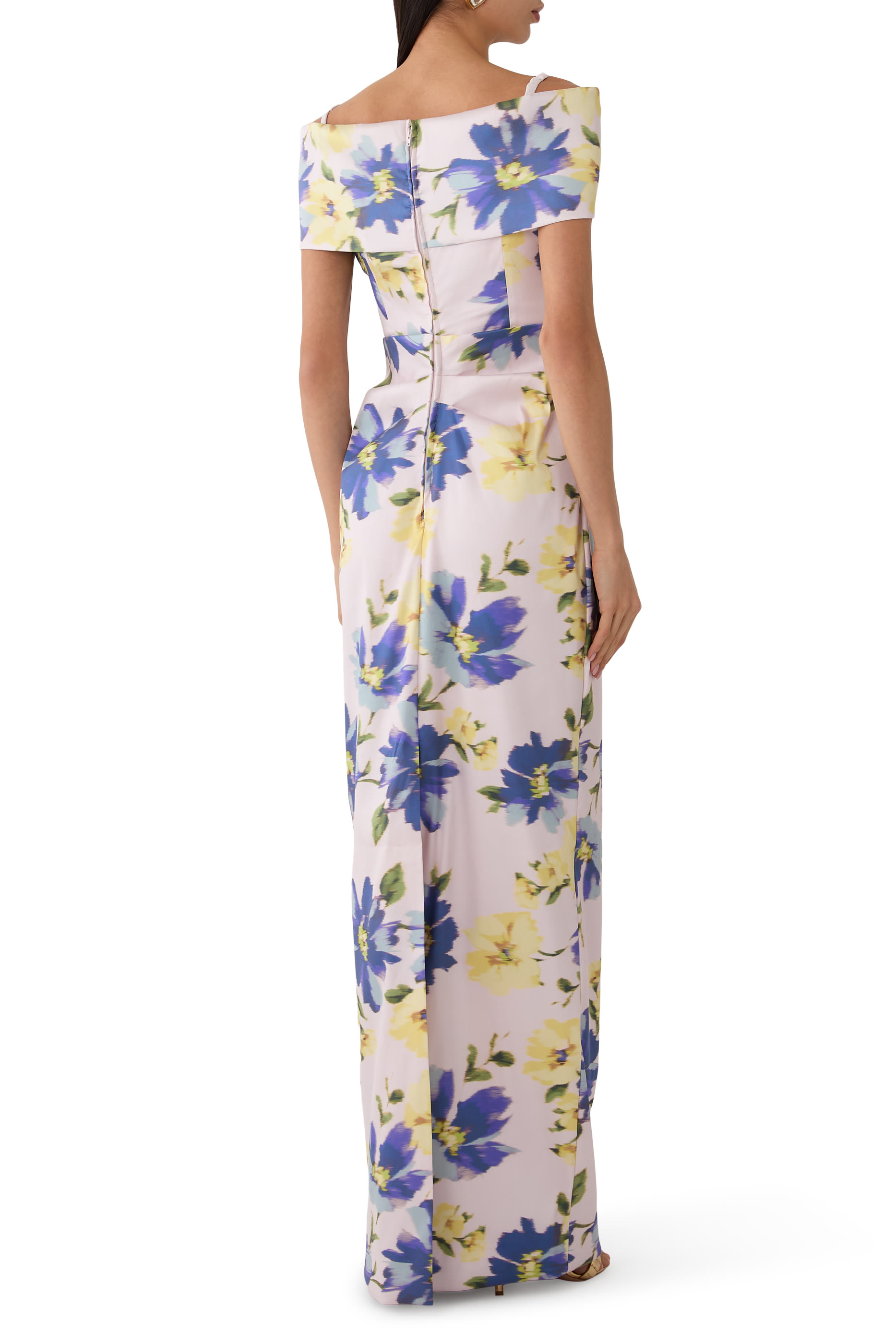 Floral Print Off-Shoulder Gown