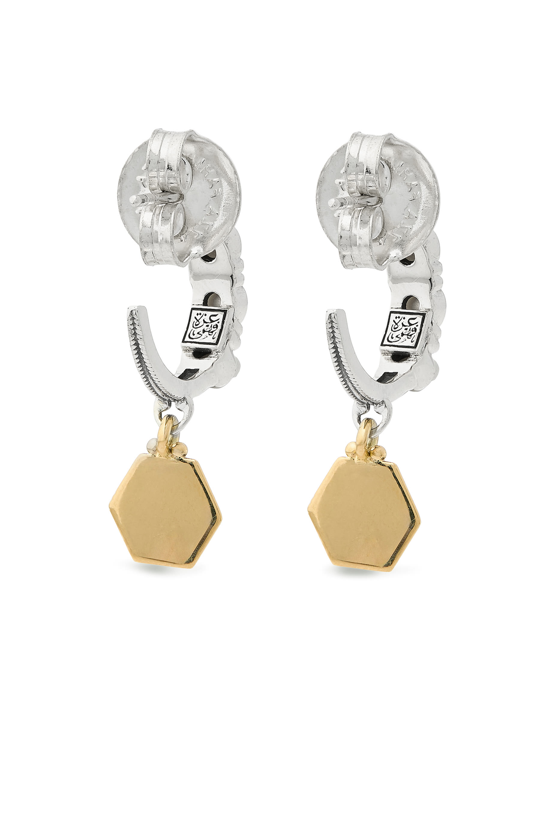 Prosperity & Blessing Hoops, 18K Yellow Gold with Sterling Silver & Pearls