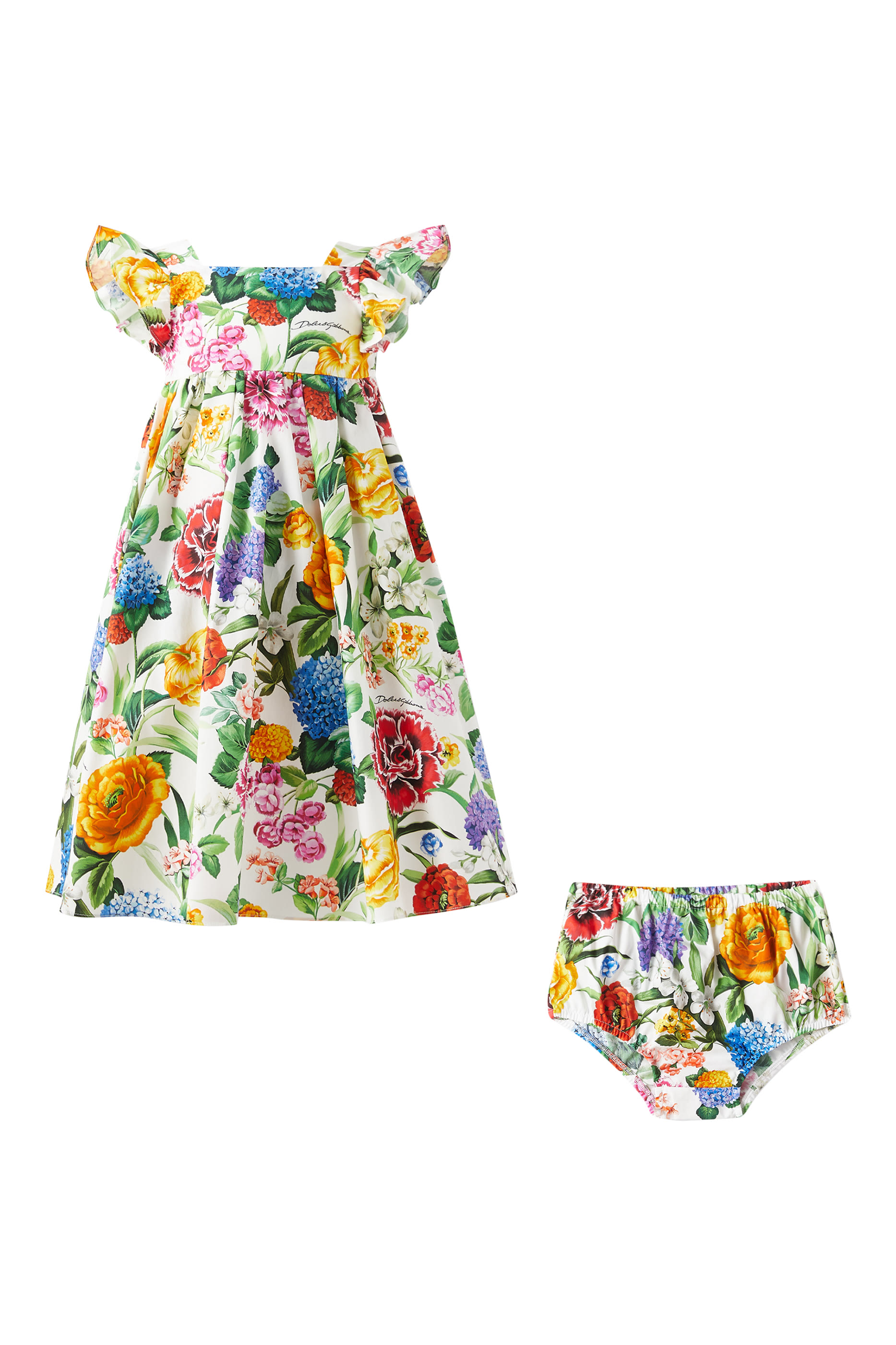 Kids Floral Print Poplin Dress