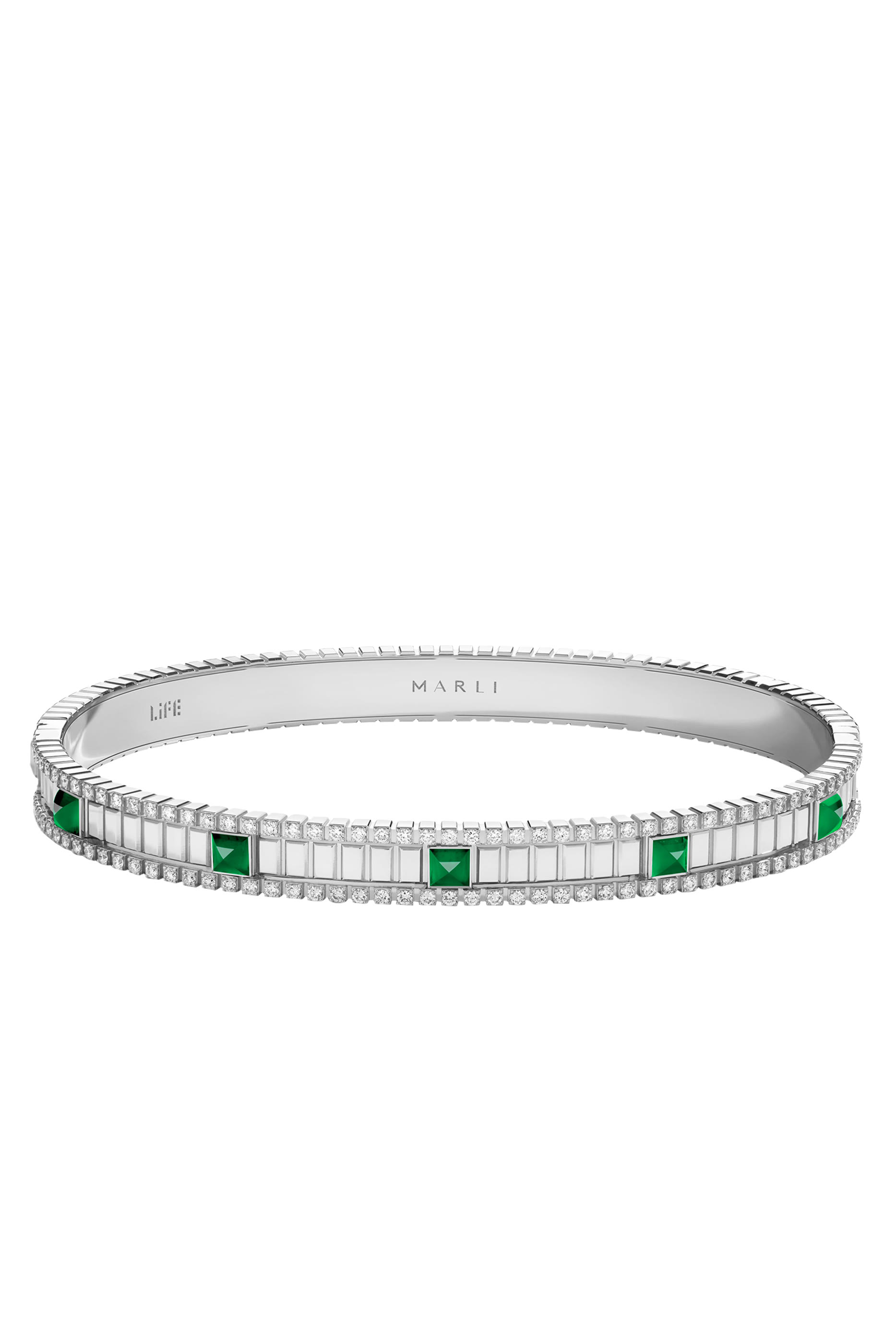 LIFE Diamond Hinged Bangle, 18k White Gold & Gemstones