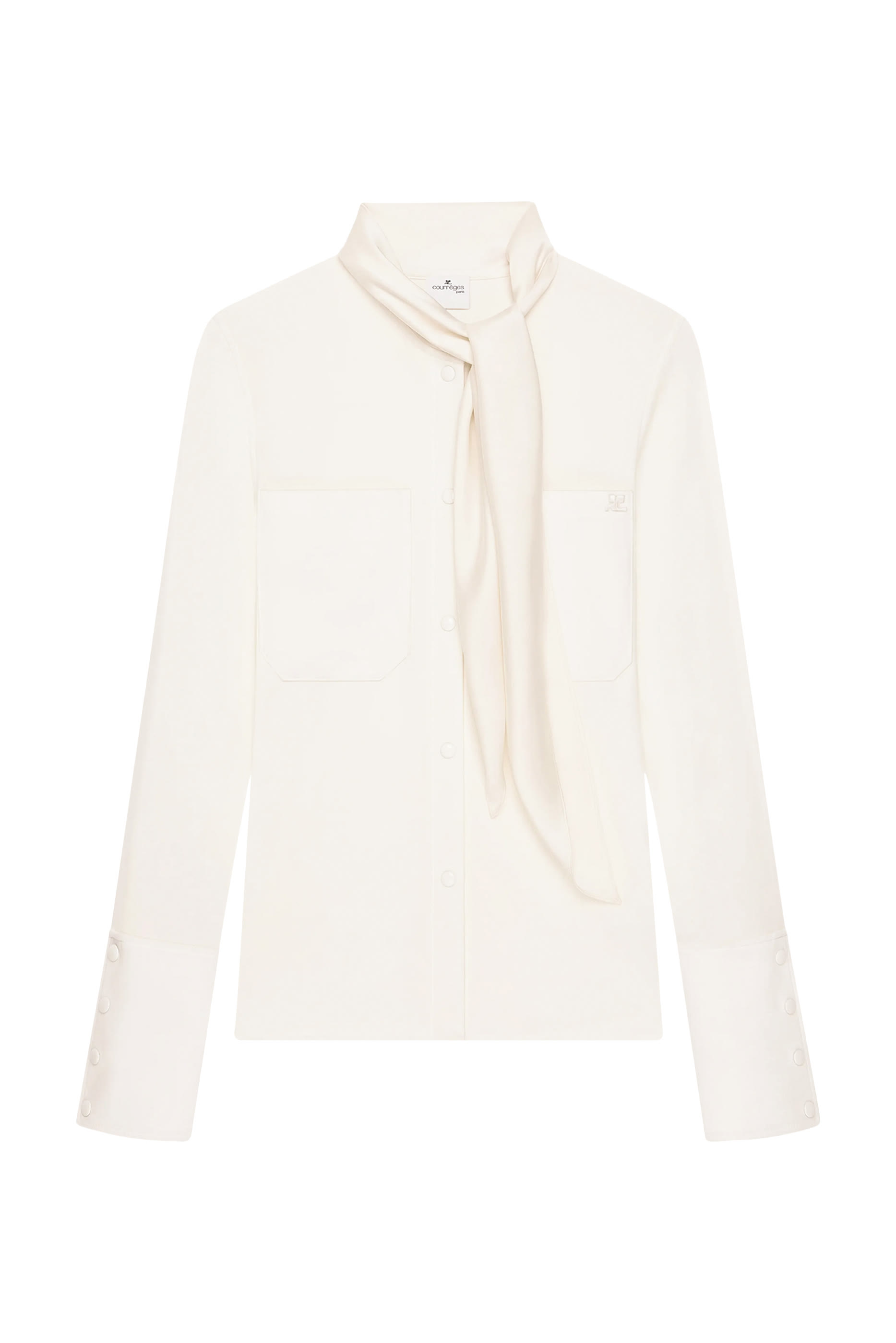 Satin Scarf Collar Jersey Shirt
