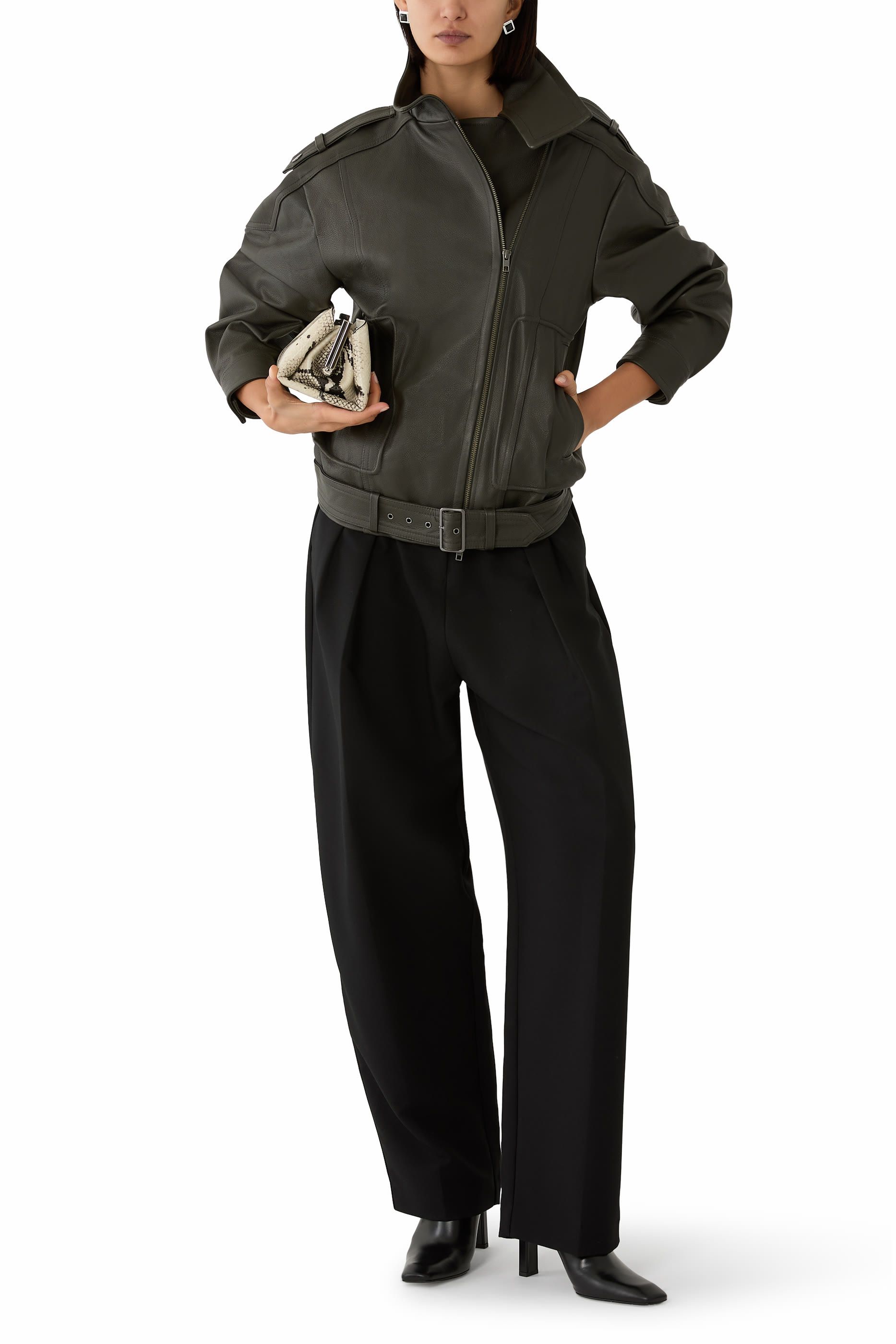 Leather Oversized Biker Jacket