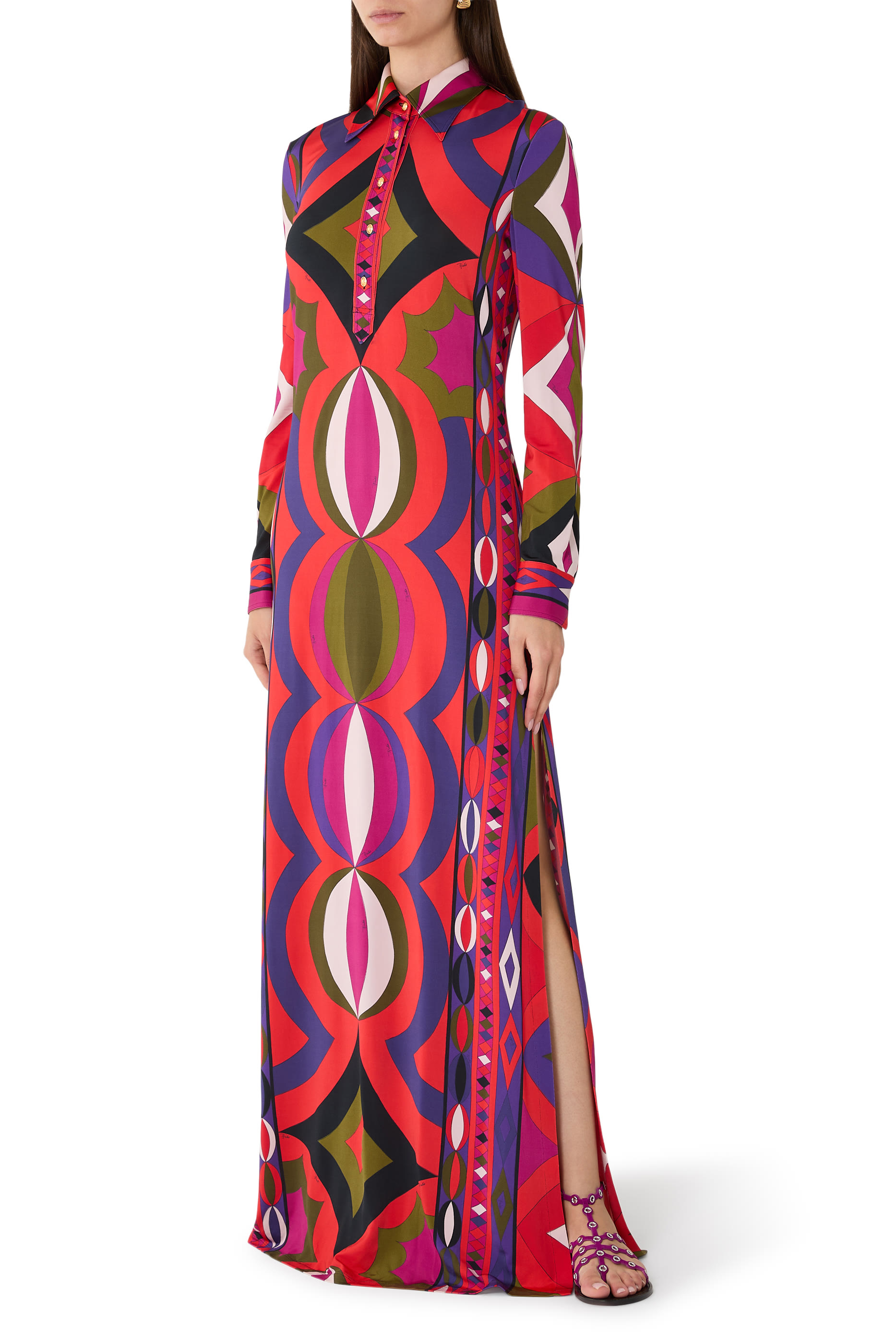 Collane Print Jersey Satin Dress