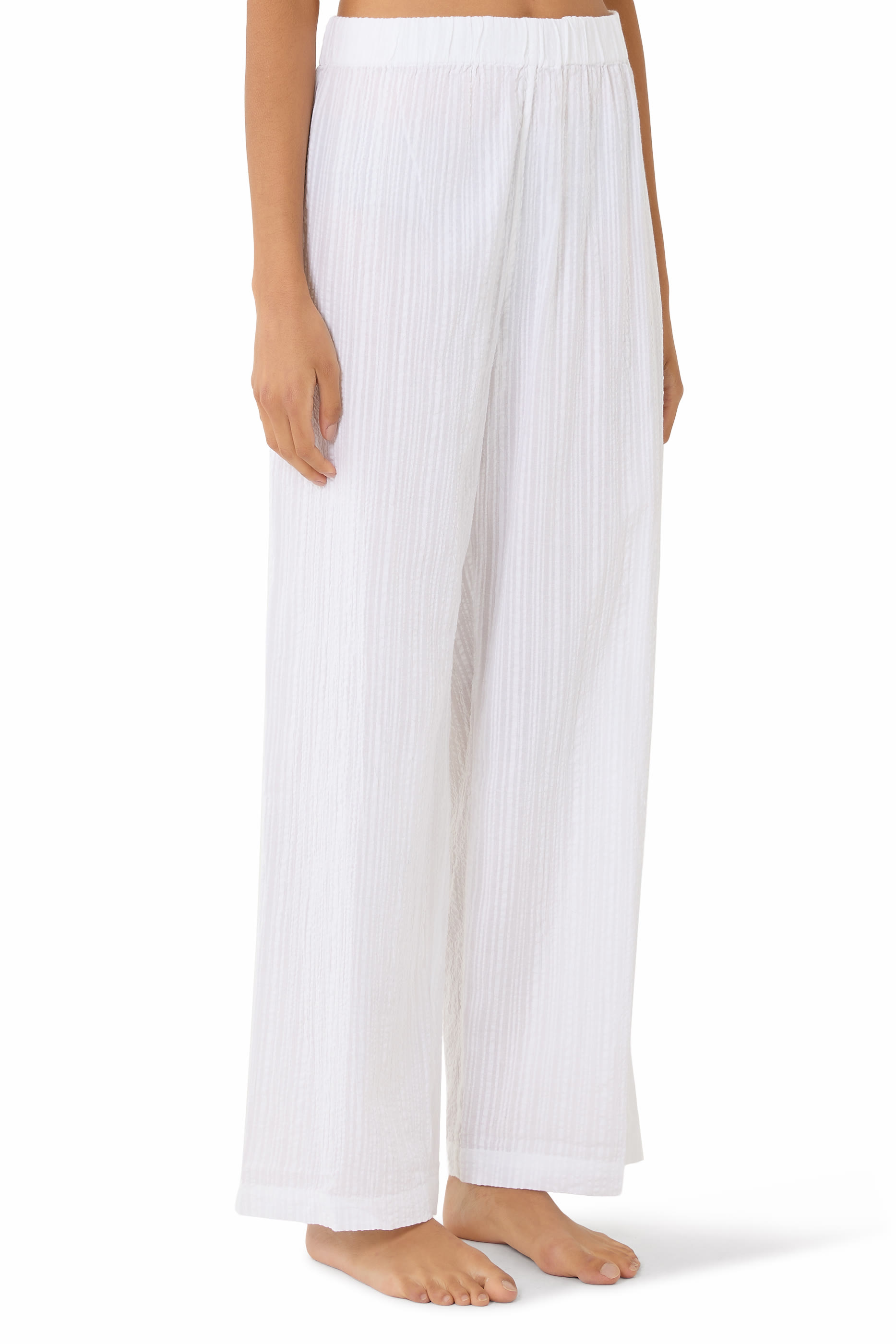 Cotton Seersucker Drop Shoulder Pajama Set