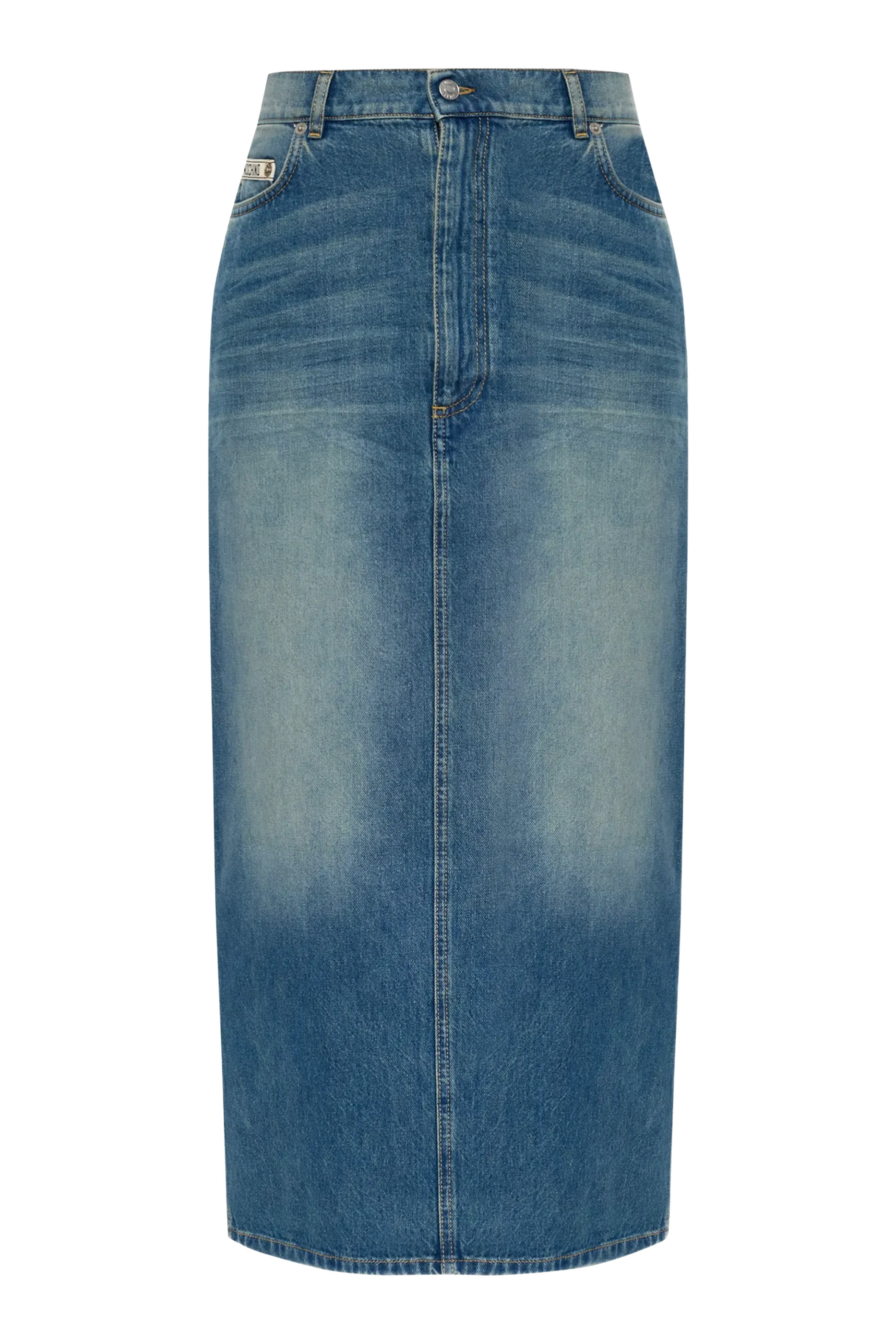 Logo Midi Denim Skirt