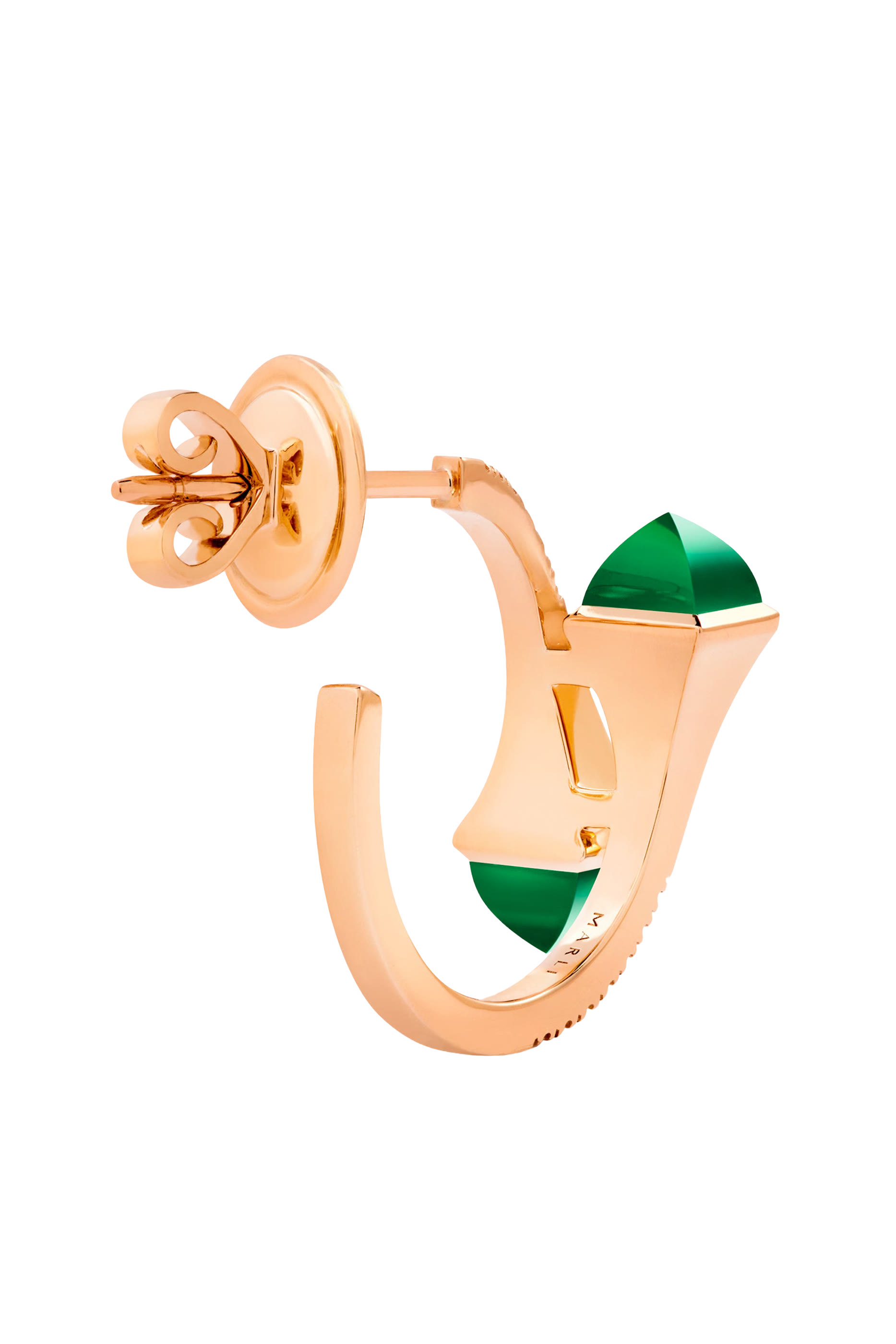 Cleo Huggie Earrings, 18k Rose Gold & Agate, Diamonds