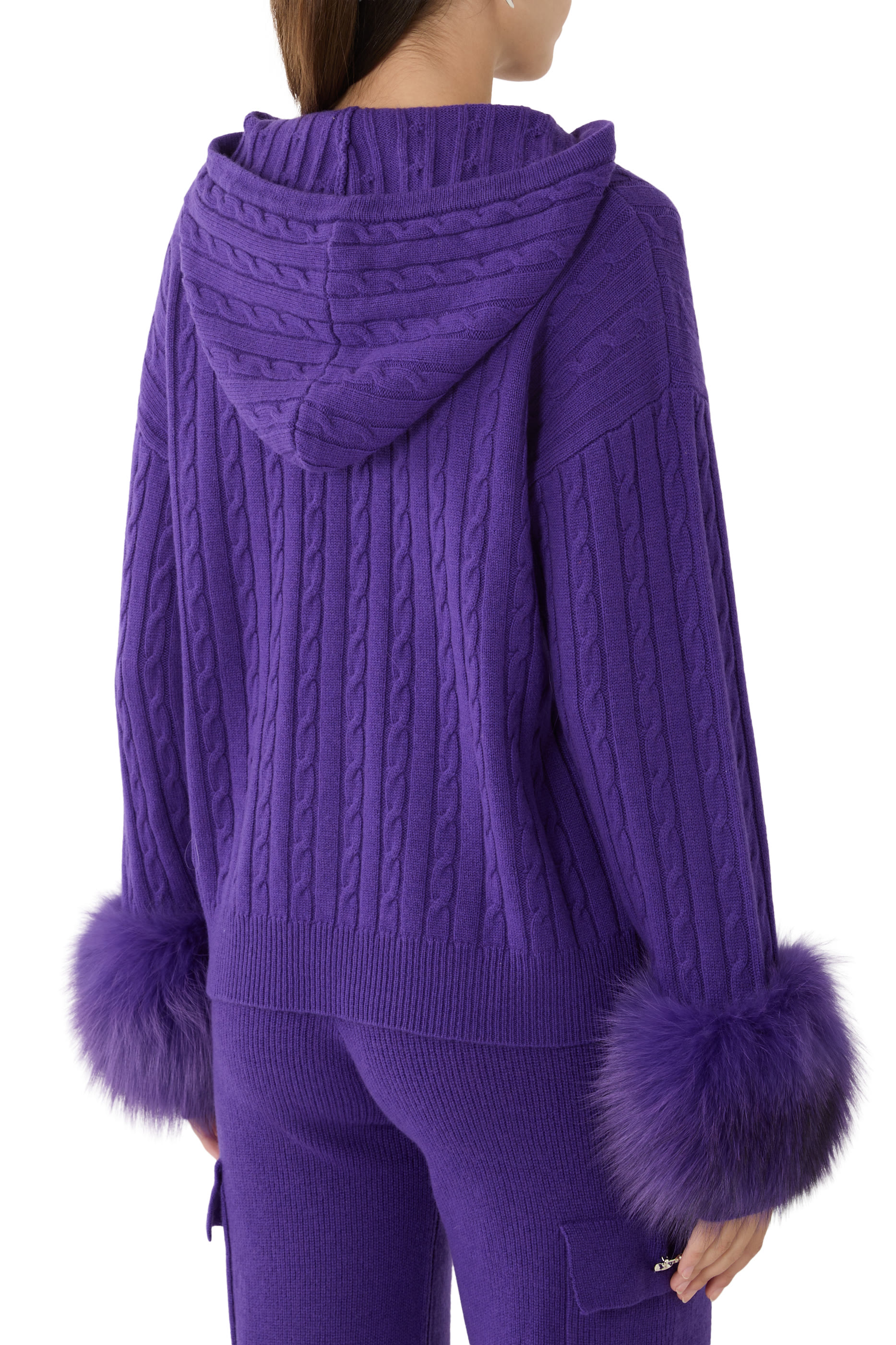 The Cable-Knit Zip-Up Faux Cuff Cardigan