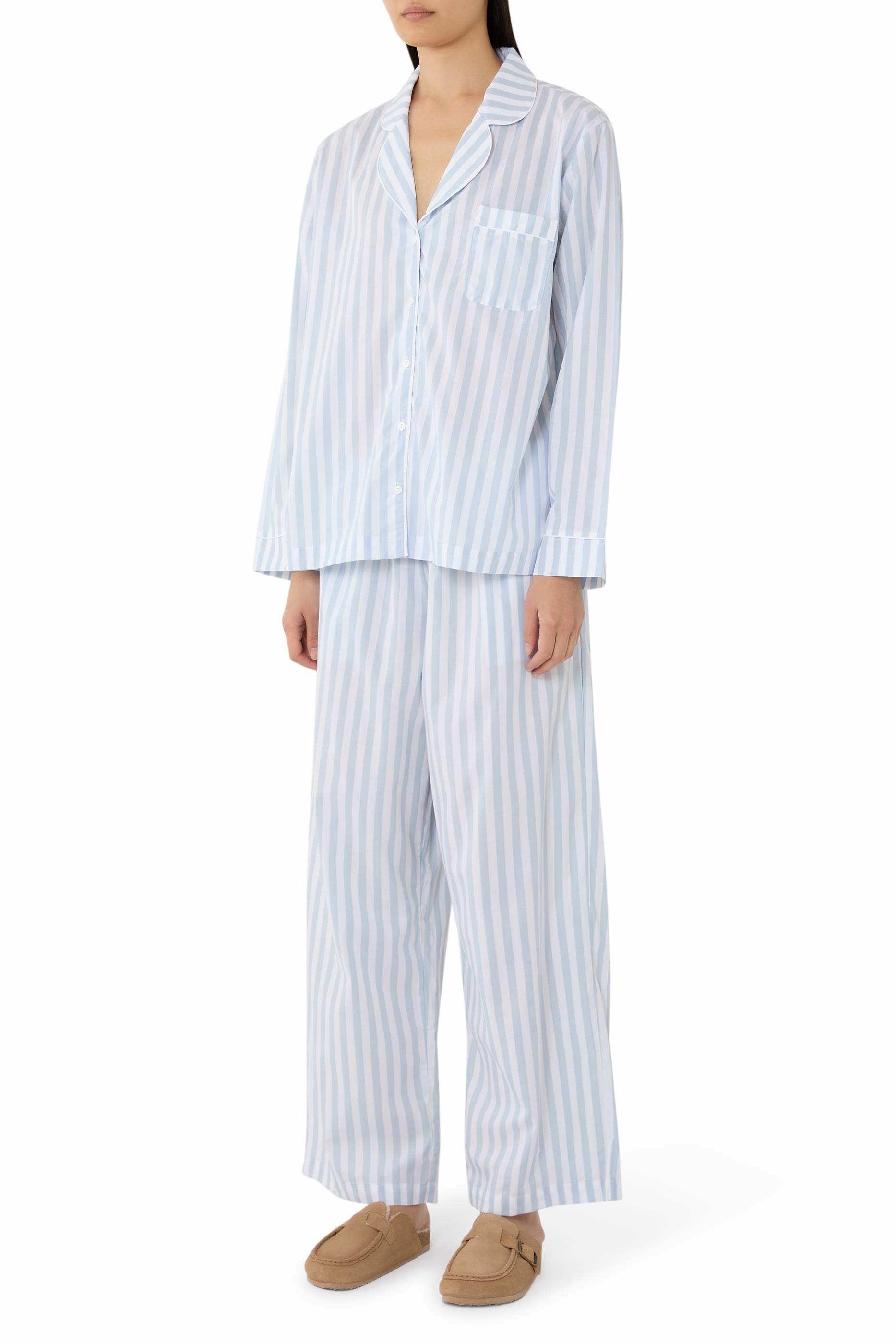 Organic Cotton Poplin Stripe Pyjama Set  