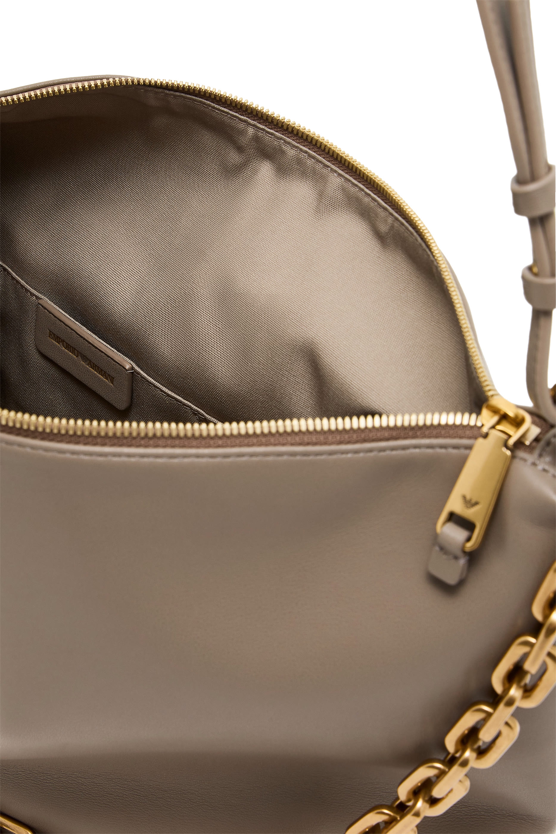 Medium Leather Hobo Bag with Chain