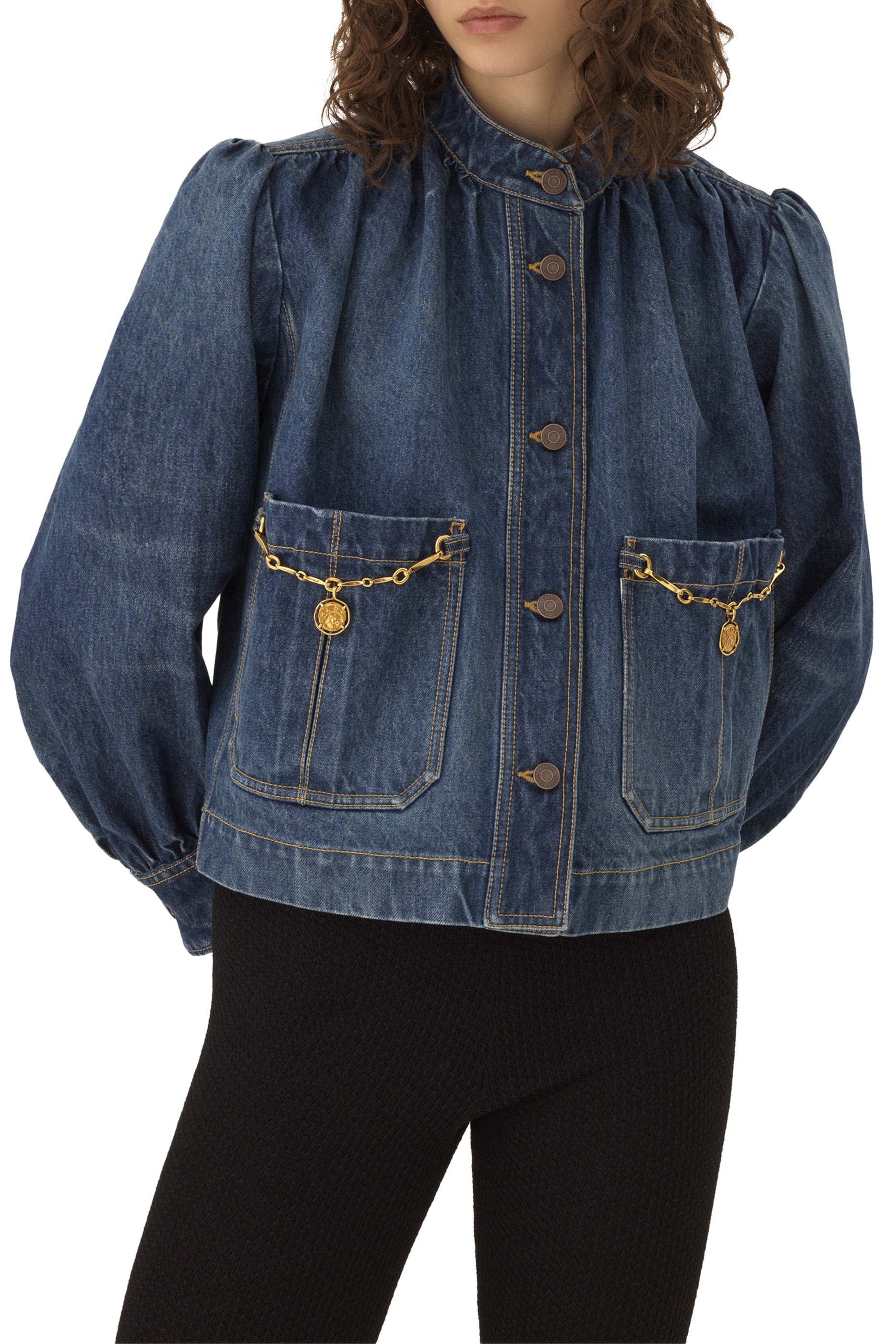 Shirred Puff Sleeves Jacket