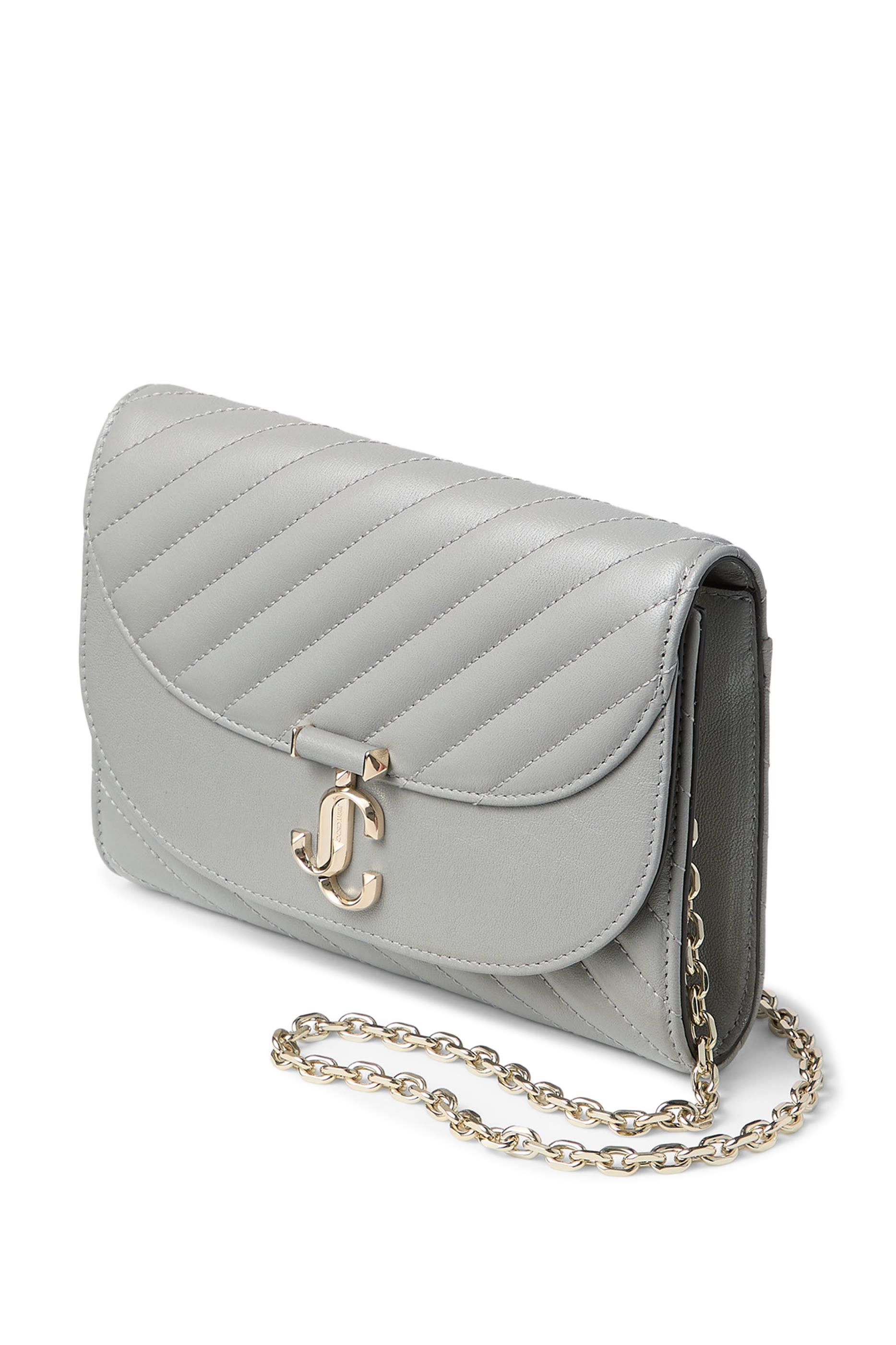  Curve Leather Clutch with Chain 