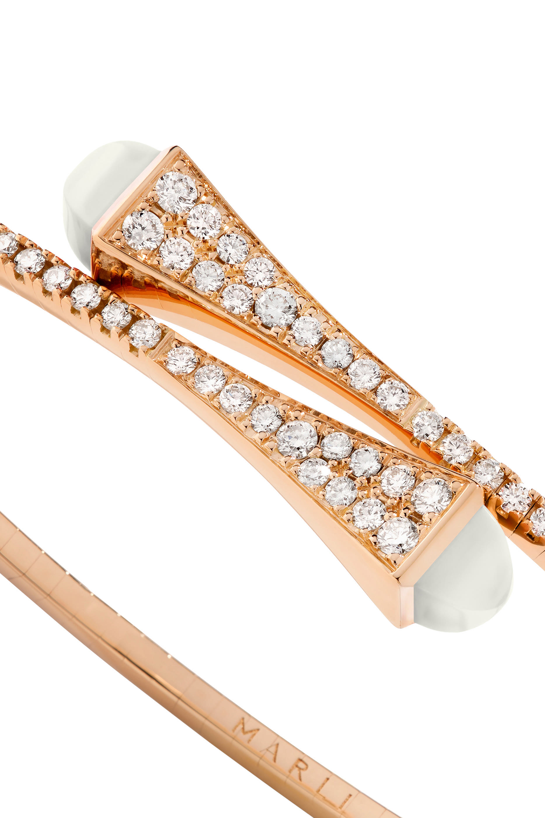 Cleo Bracelet, 18k Rose Gold with Diamond & White Agate