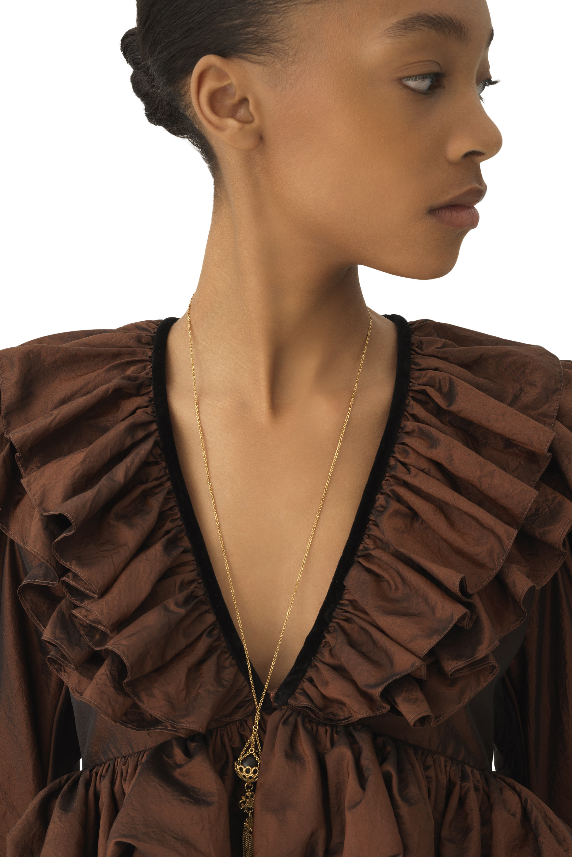 Cropped V-Neck Ruffle Top 