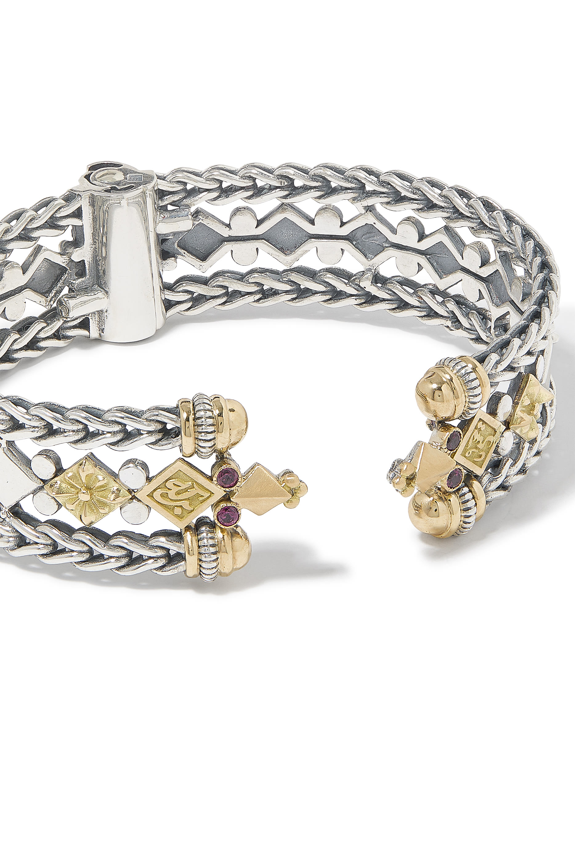 	18K YG & SS Turath Brown Zircon Roman Chain Bangle