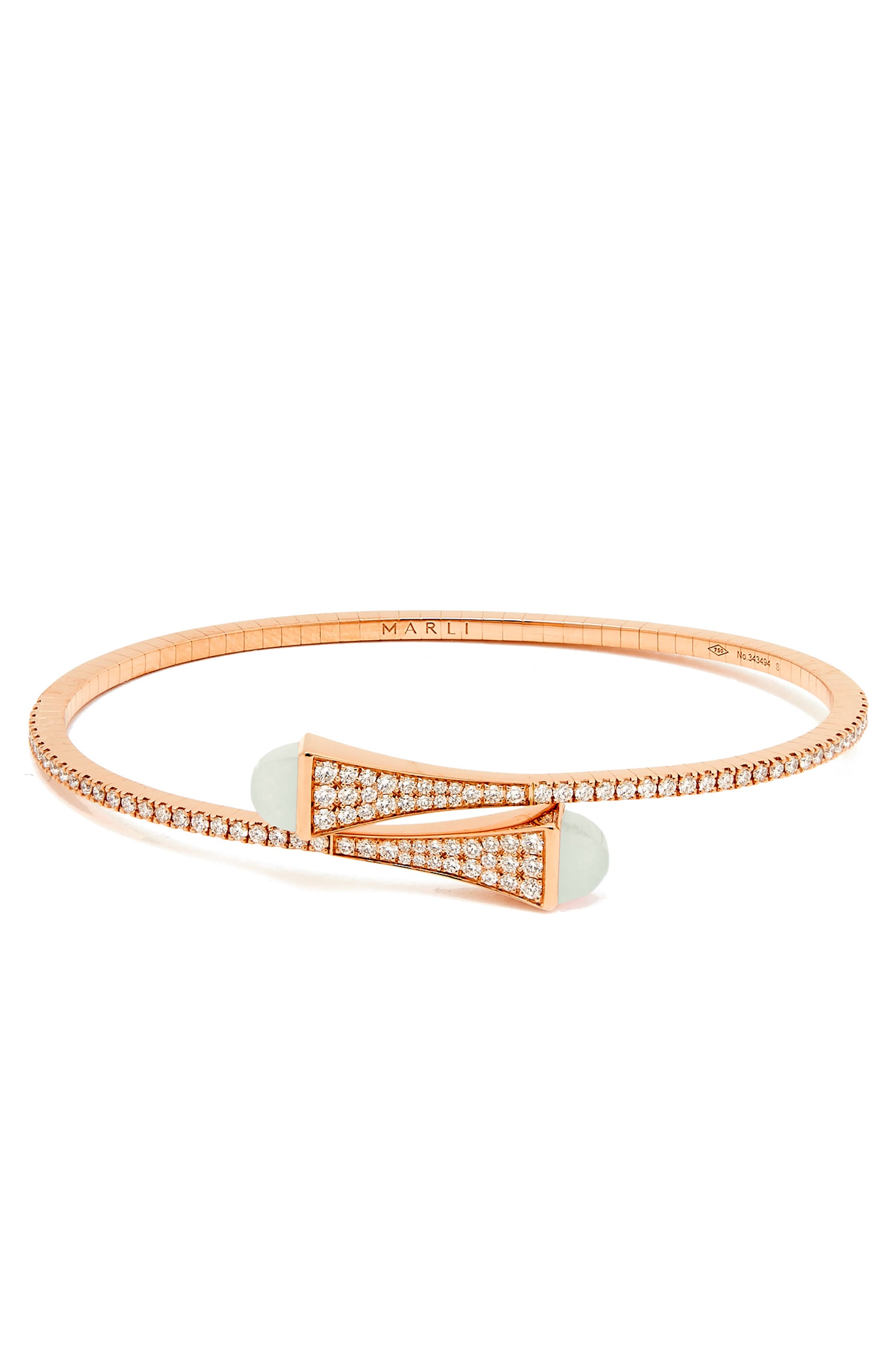 Cleo  Midi Bangle, 18k Rose Gold with Moonstone & Diamonds
