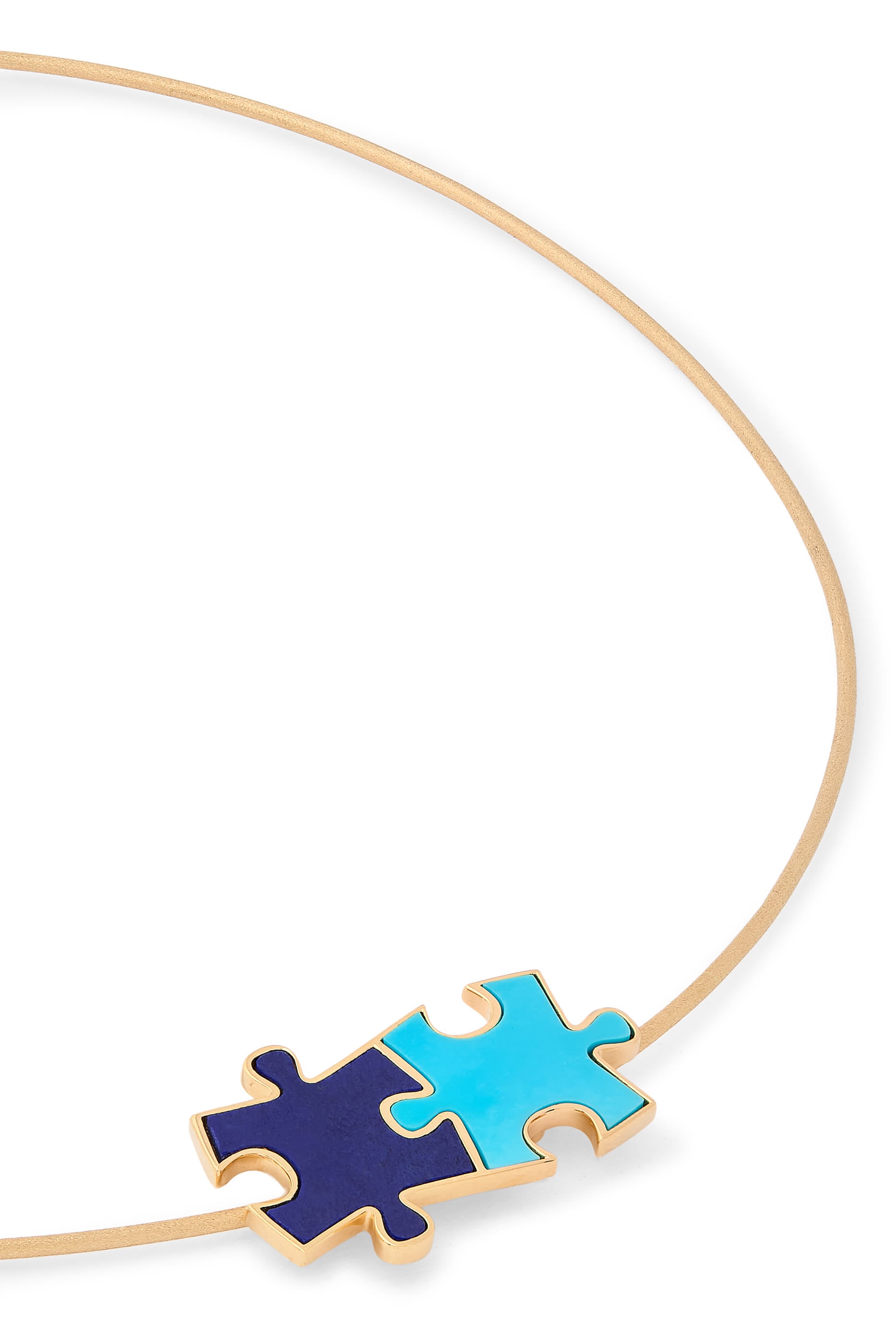  Maqta Classic Puzzle Vintage Necklace, 18K Yellow Gold with Turquoise & Lapis