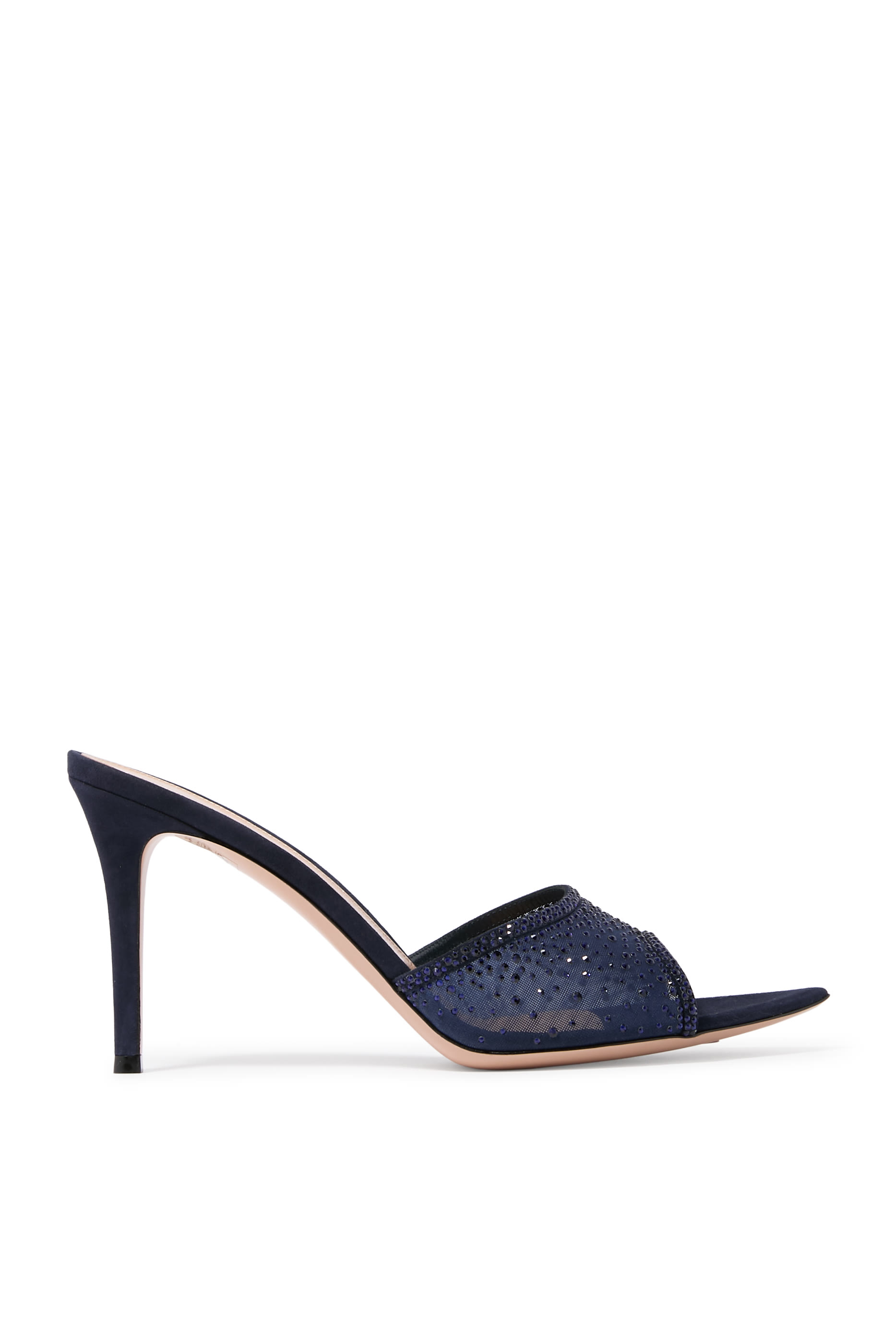 Rania 85 Embellished Mules in Suede and Organza 
