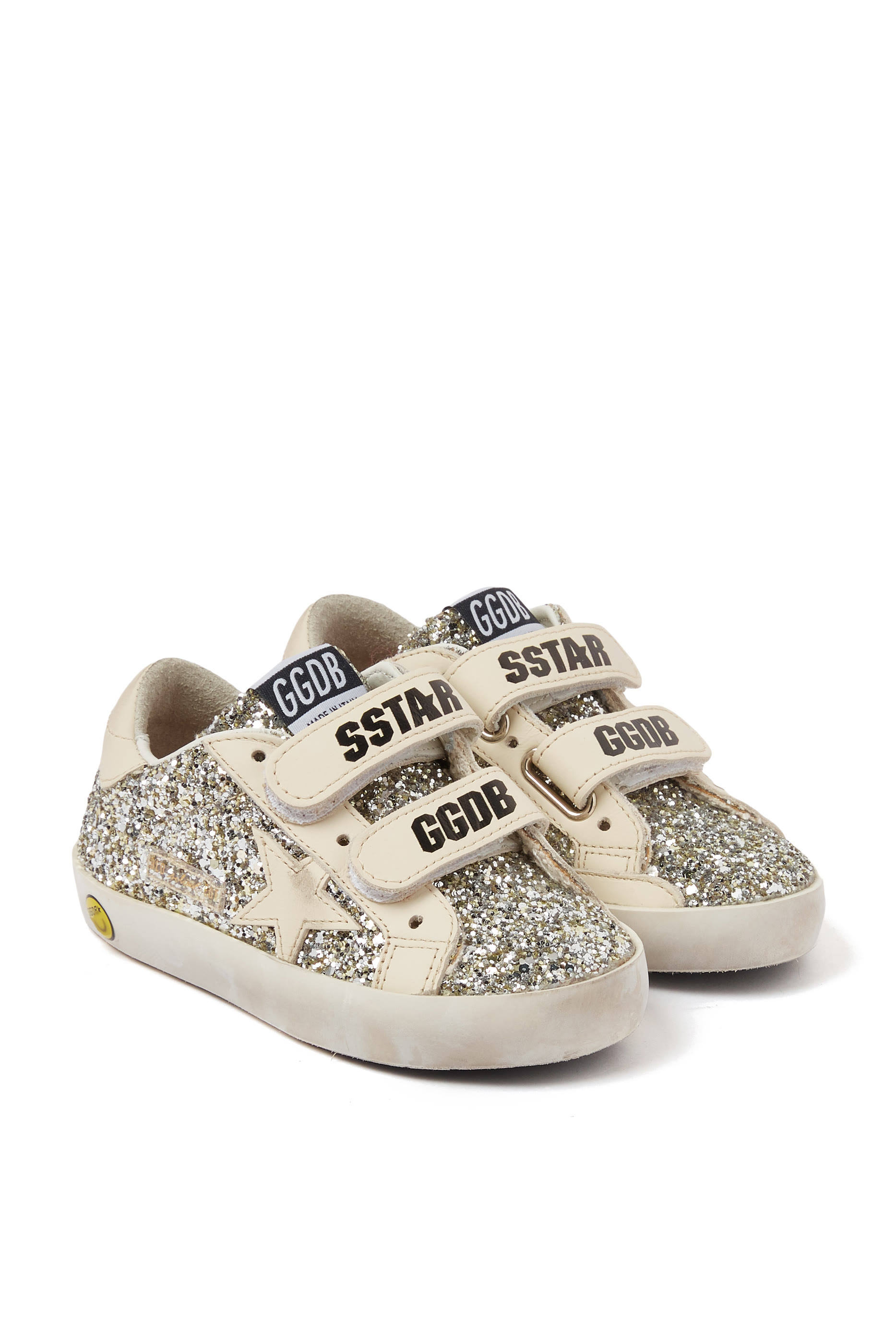 Old School Sneakers in Glitter with Leather Star and Heel Tab