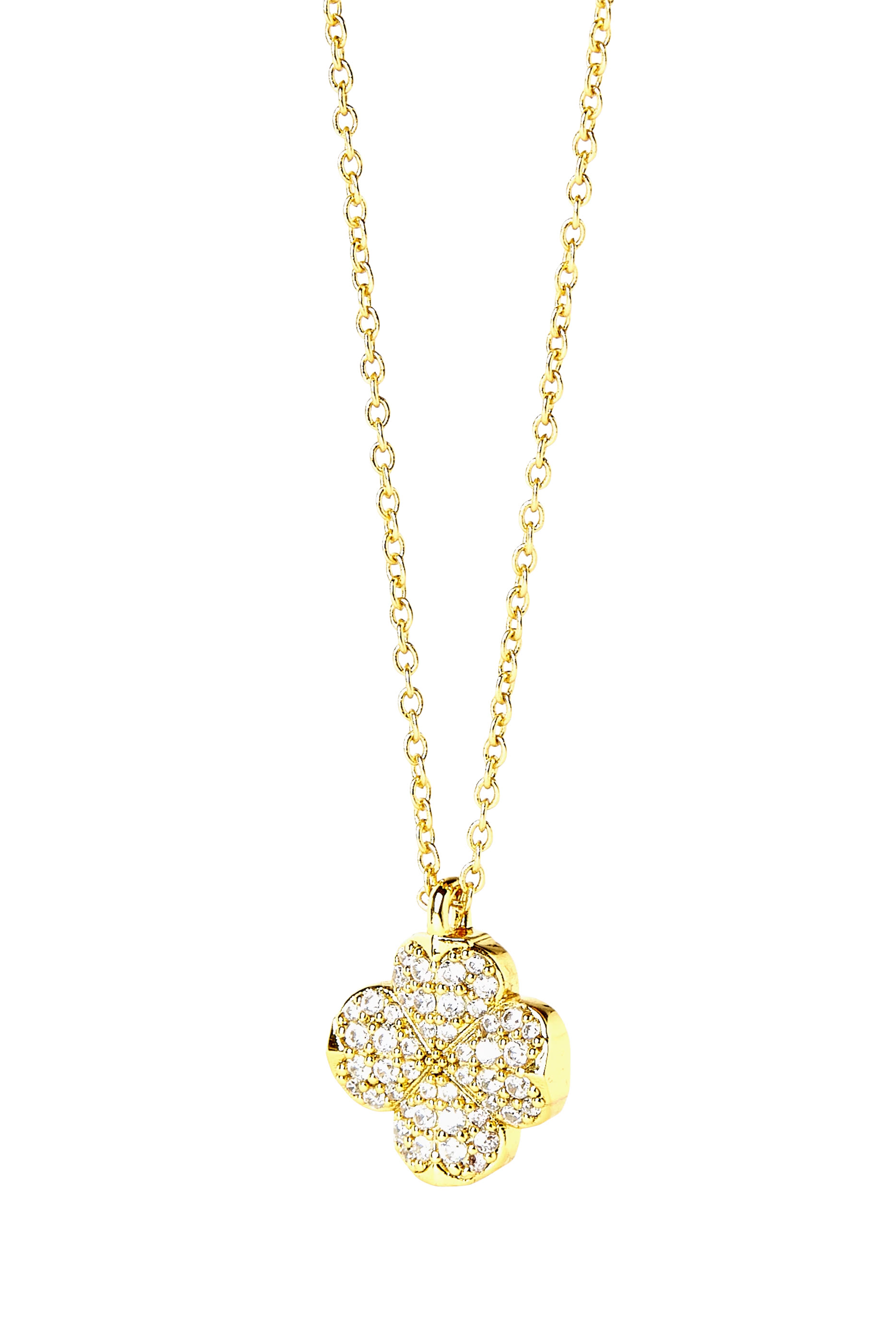 Spade Flower Pave Mini Pendant, Cubic Zirconia