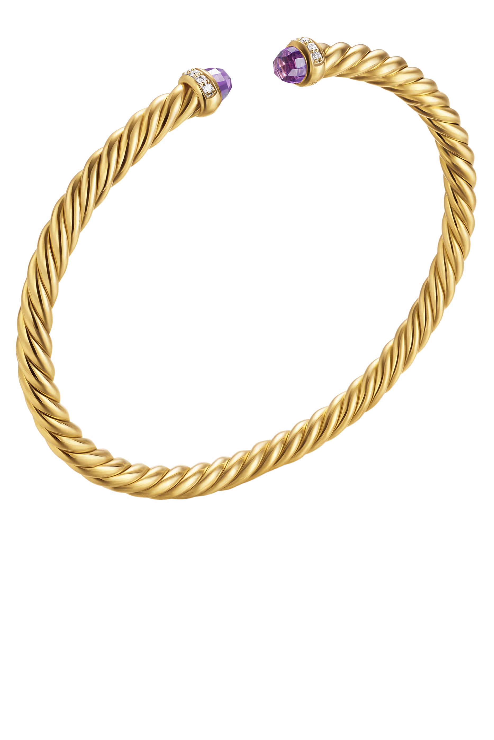 Cablespira® Flex Bracelet, 18K Yellow Gold with Amethyst and Diamonds 