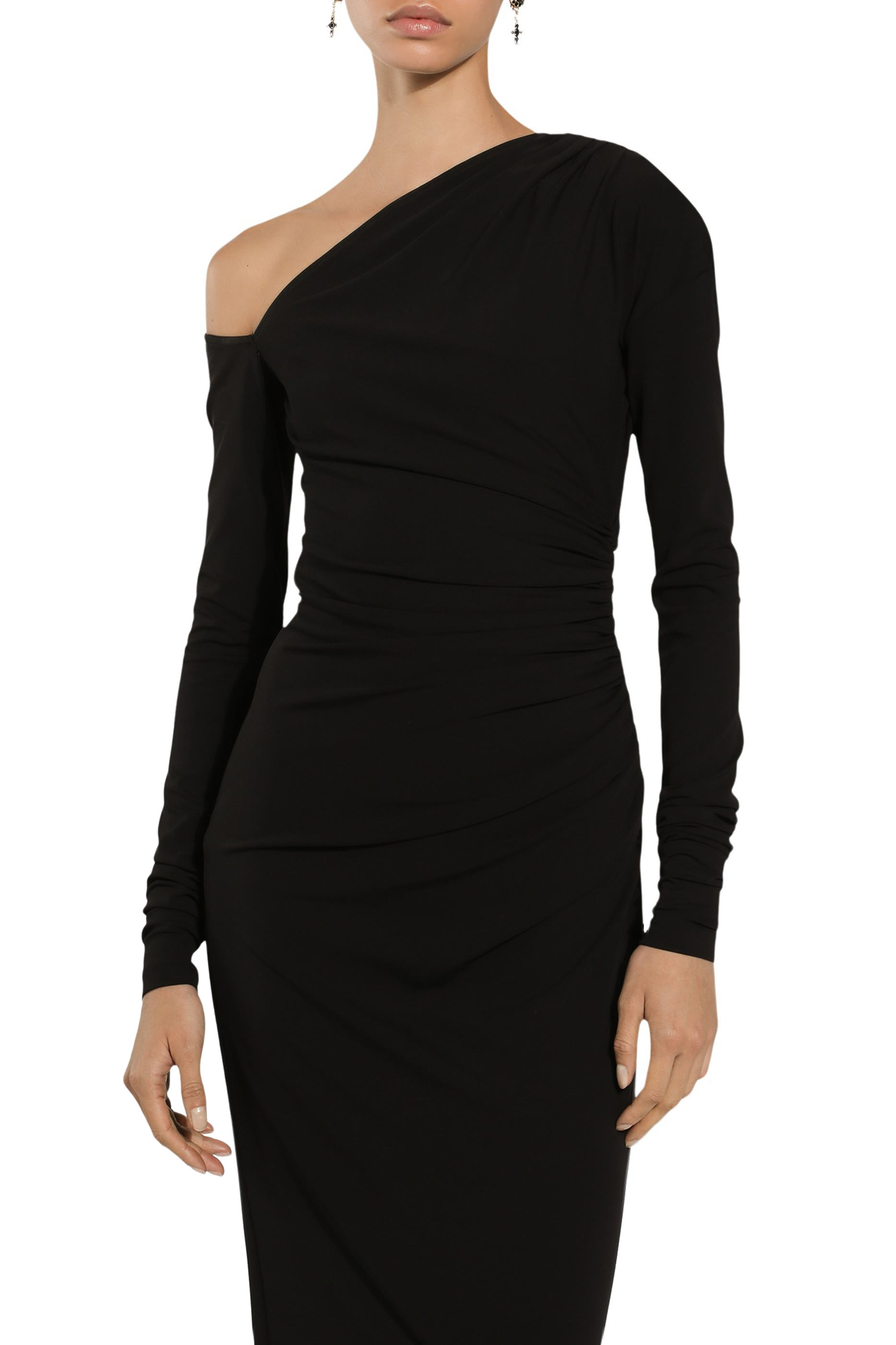  One-Shoulder Calf-Length Dress