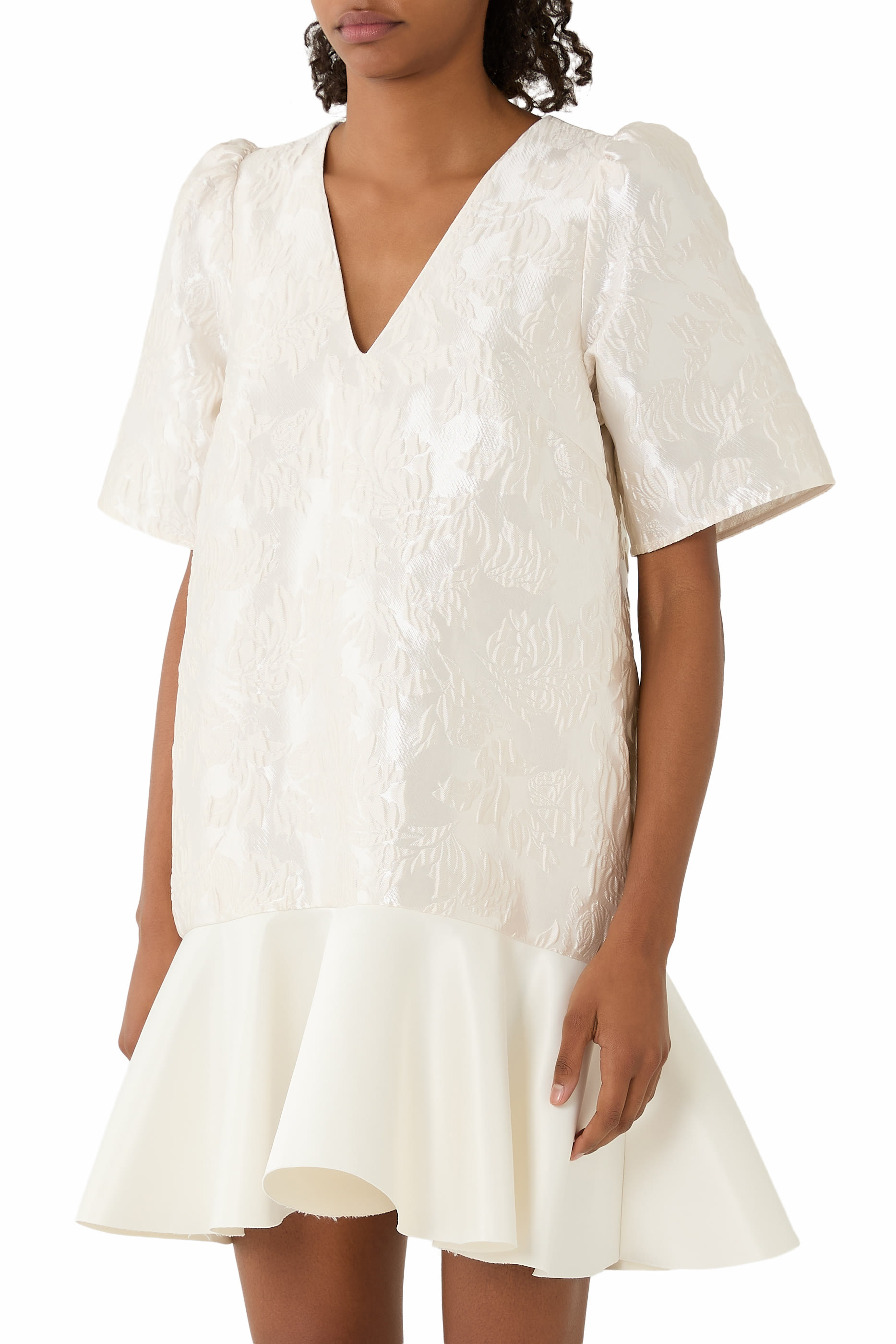  Satin Cloqu&eacute; Mini Dress 