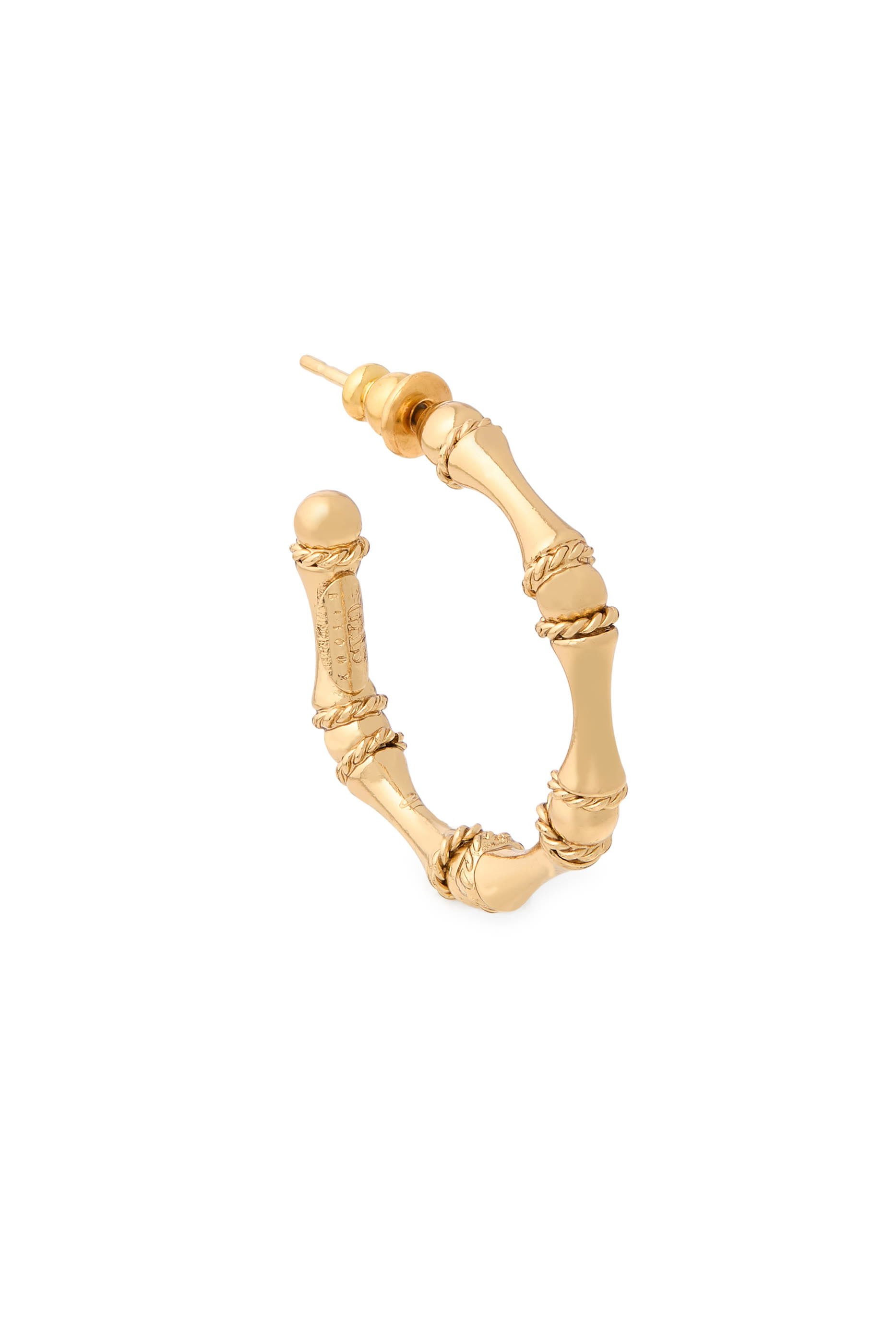 Mini Bamboo Hoop Earrings, Gold-Plated Brass