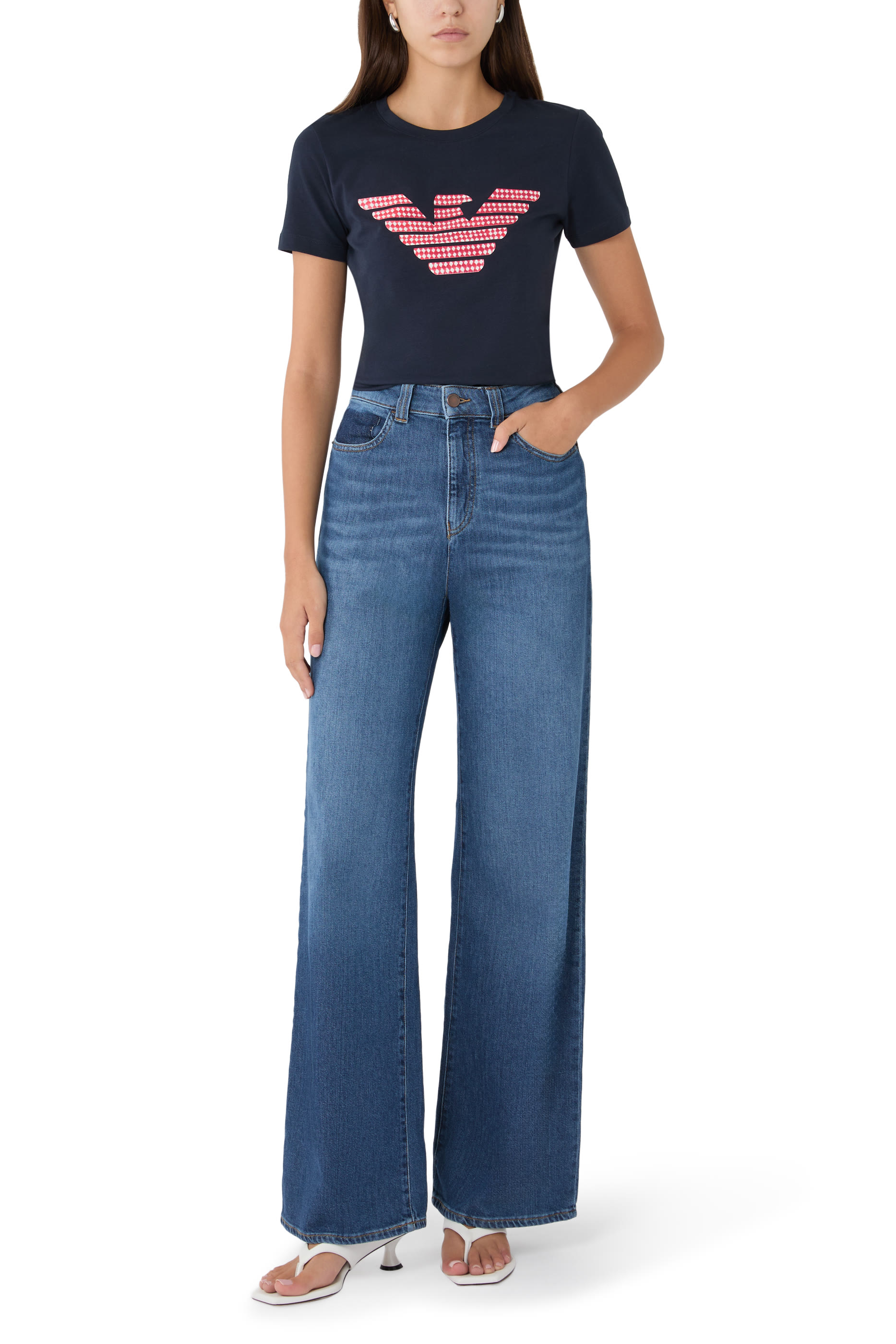ASV Stretch-Jersey Slim-Fit T-Shirt with Oversized Eagle Pattern