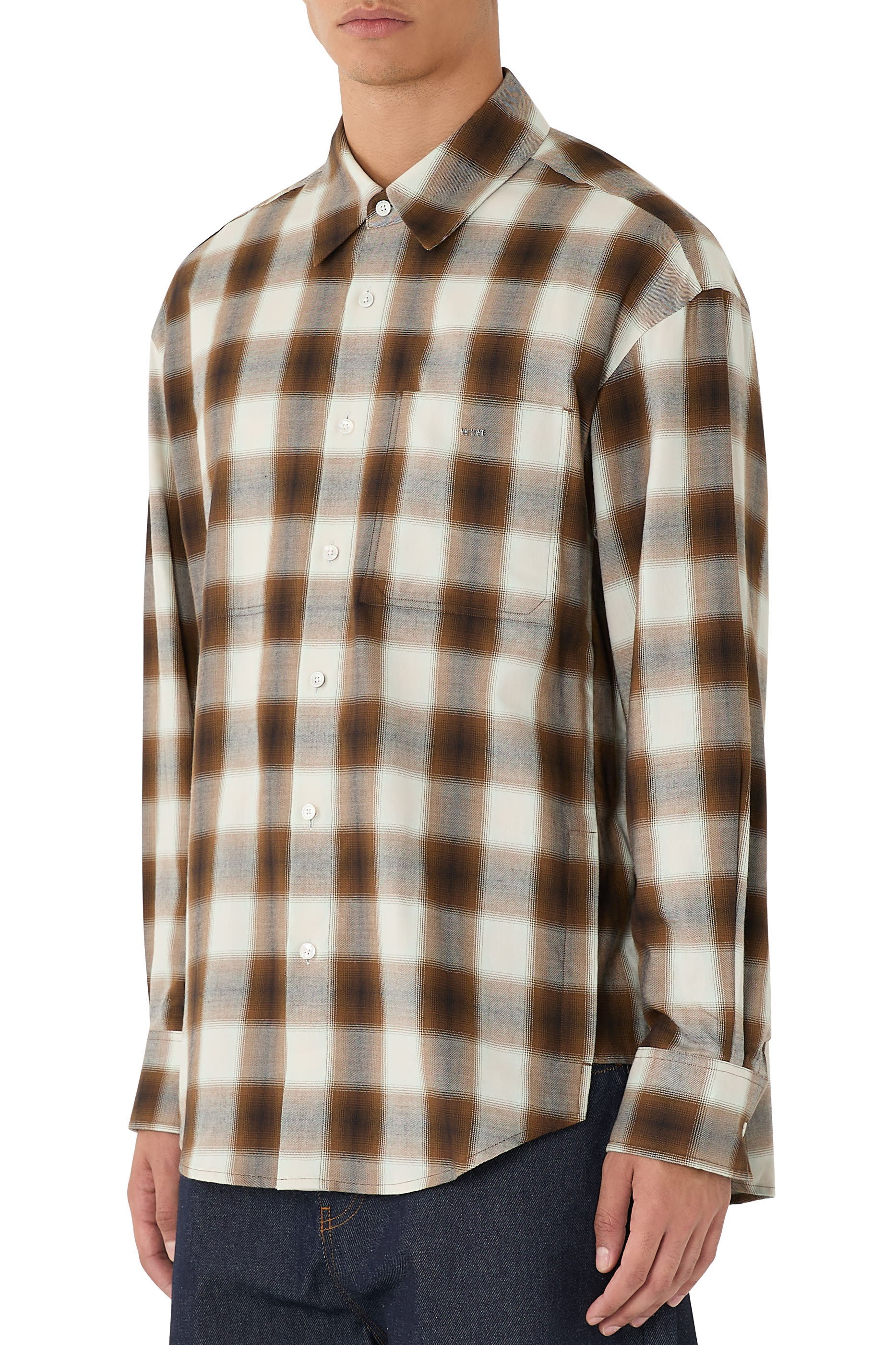  Mint Cotton Back Logo Check Shirt 