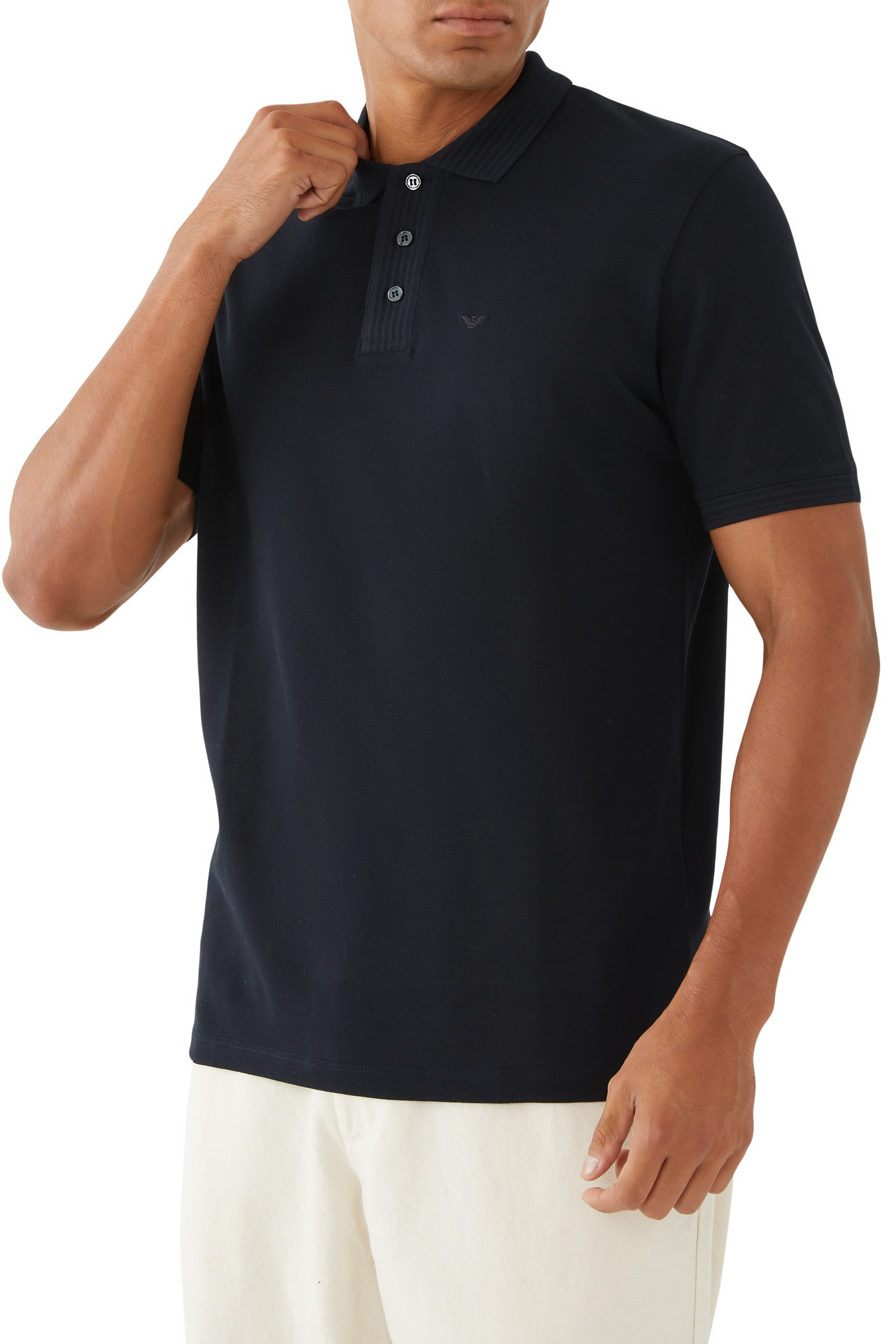 Micro Eagle Logo Cotton Polo Shirt