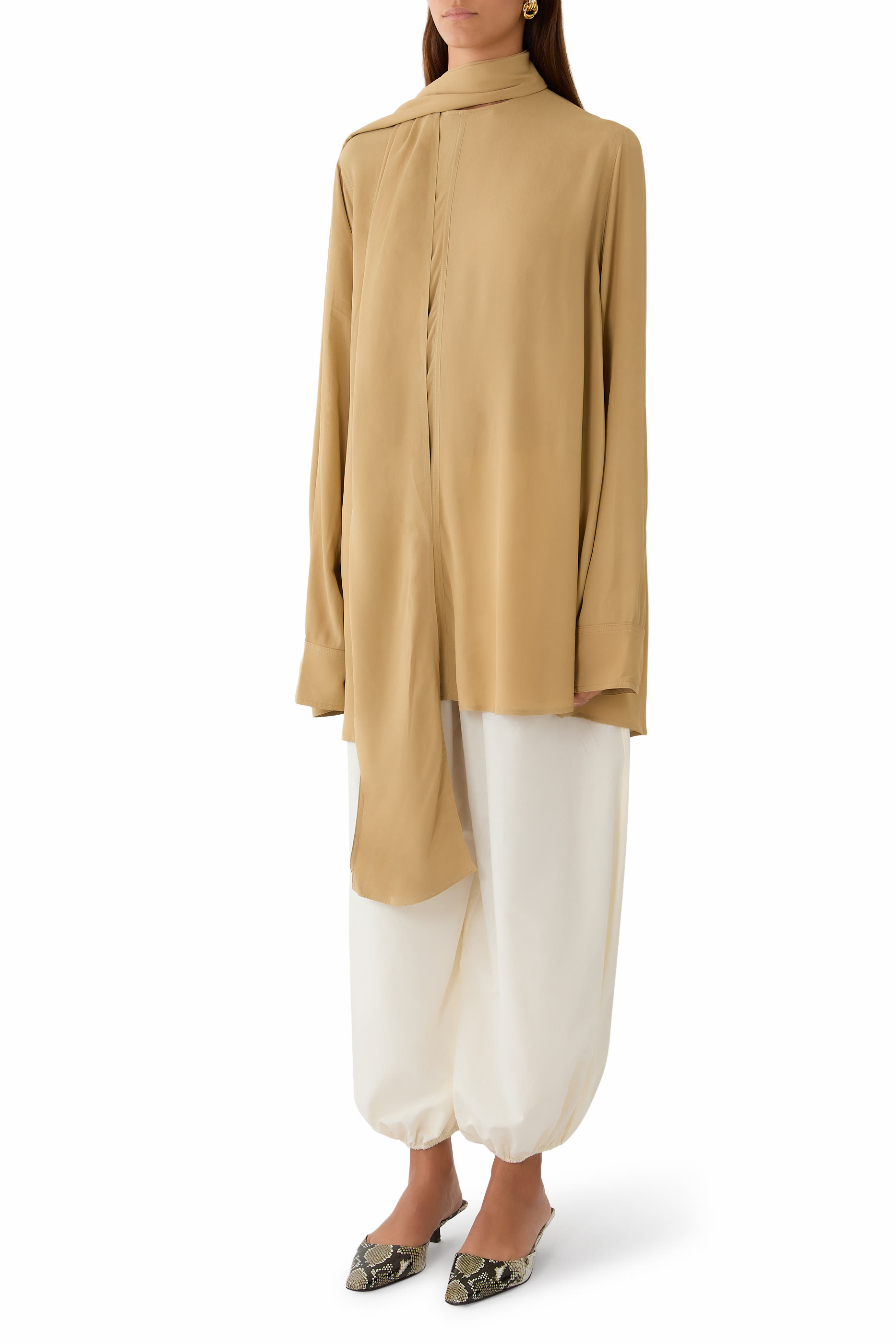 Draped Scarf Blouse 