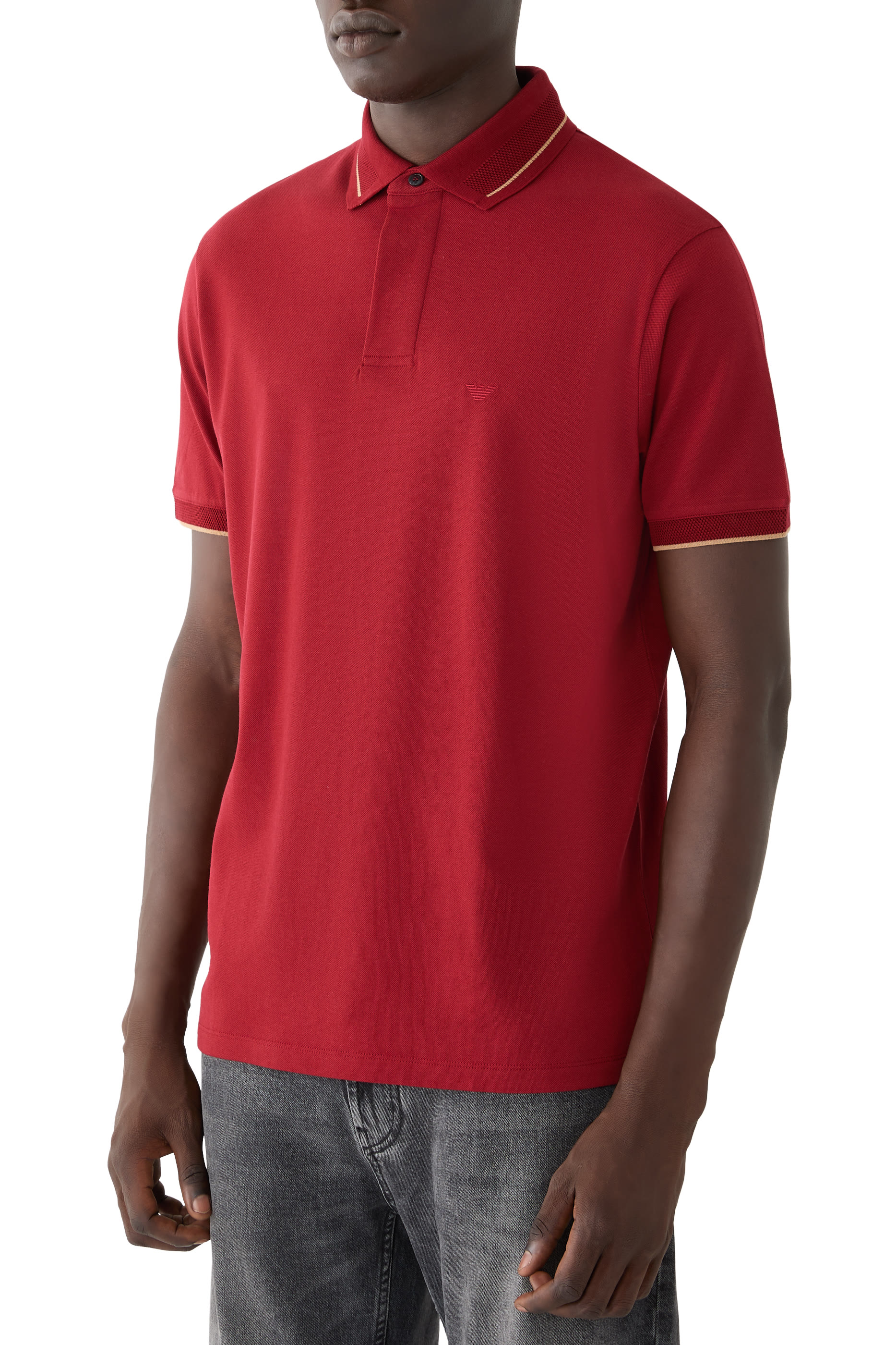 Logo Stripe Collar-Detail Polo Shirt