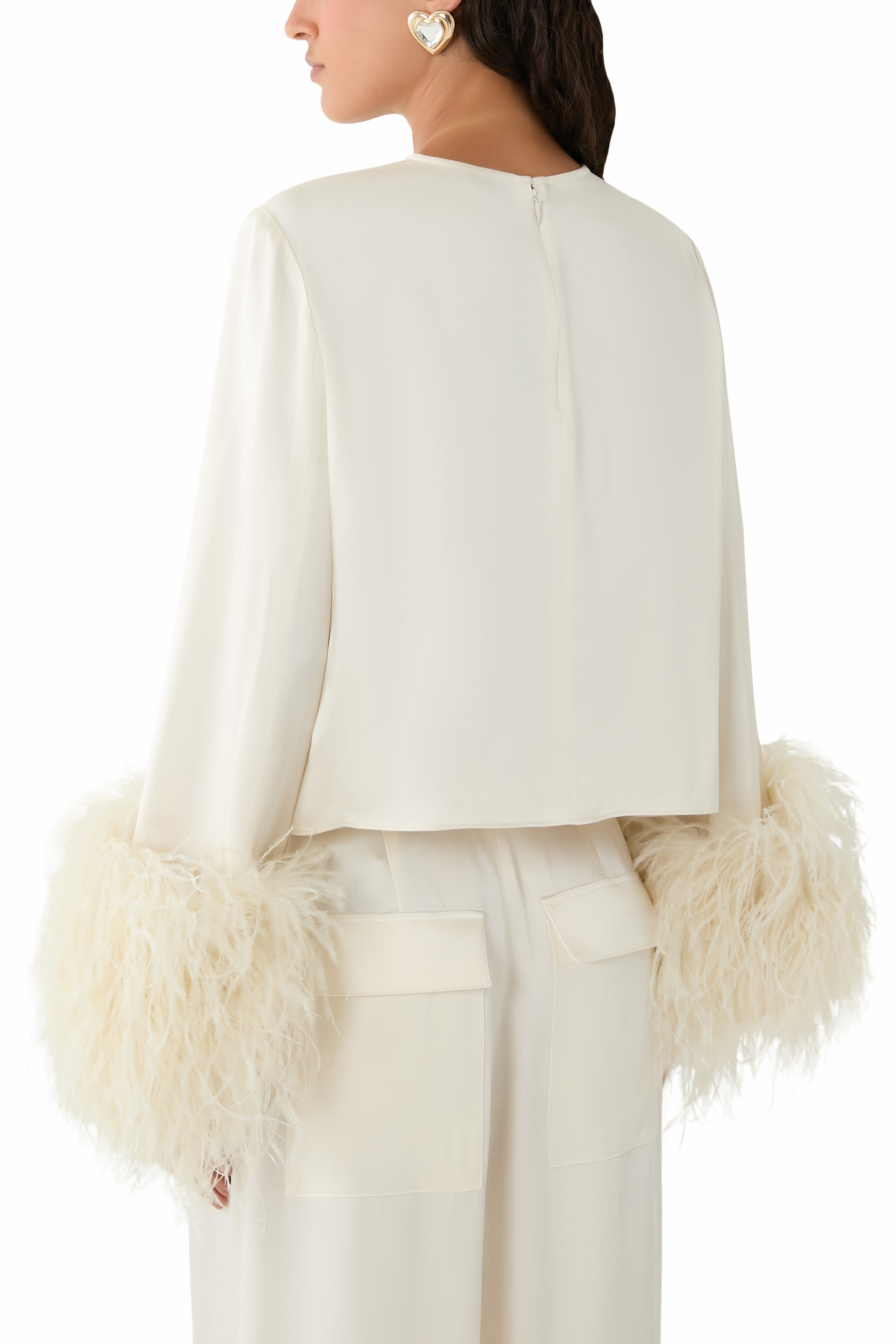 Satin Top With Feathers