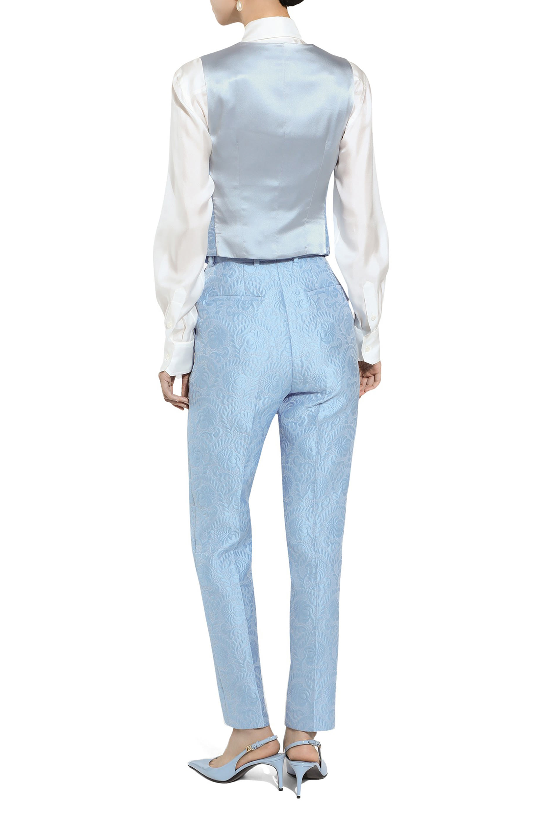 Tailored Floral Quilted Jacquard Pants