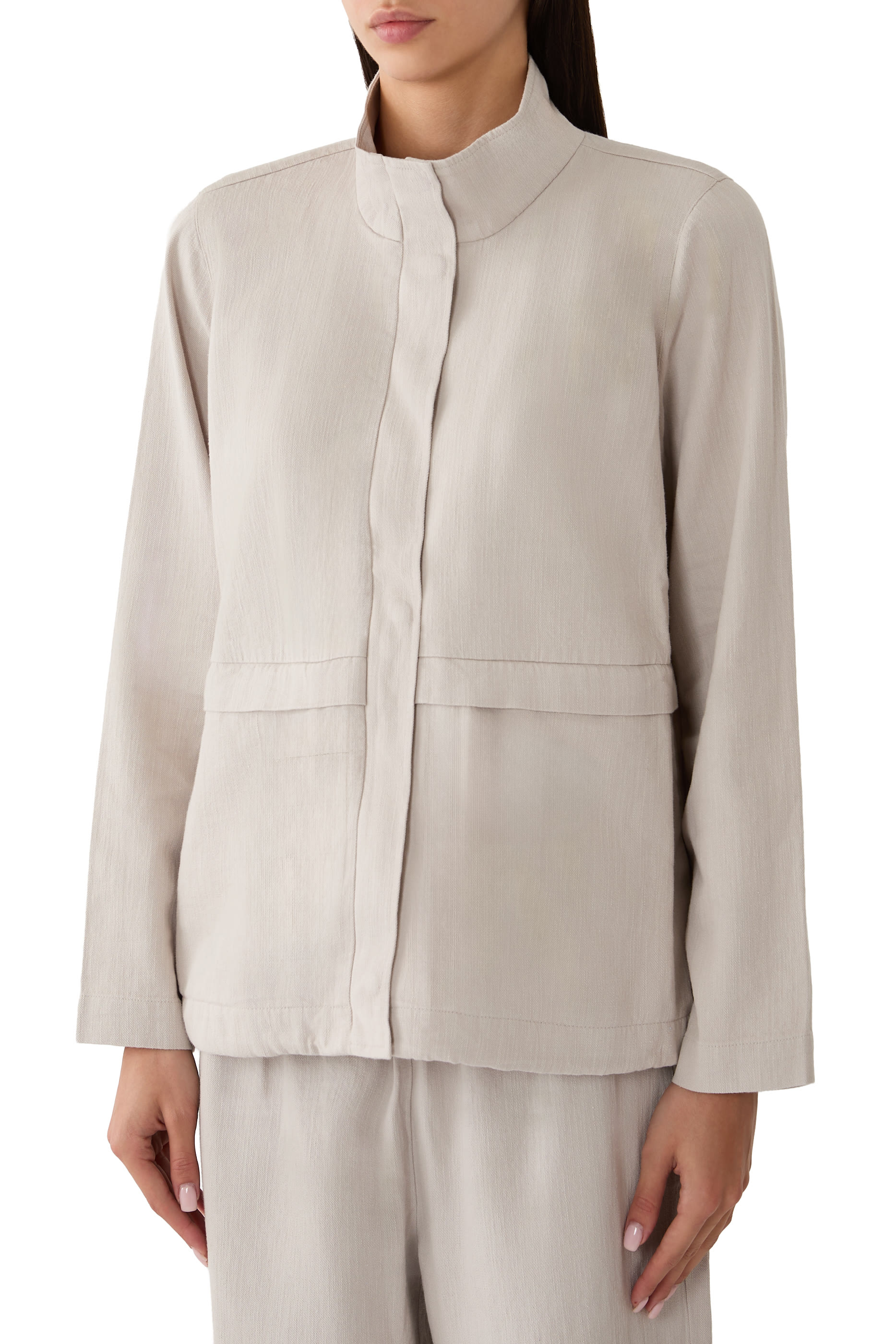 Slubby High Collar Jacket