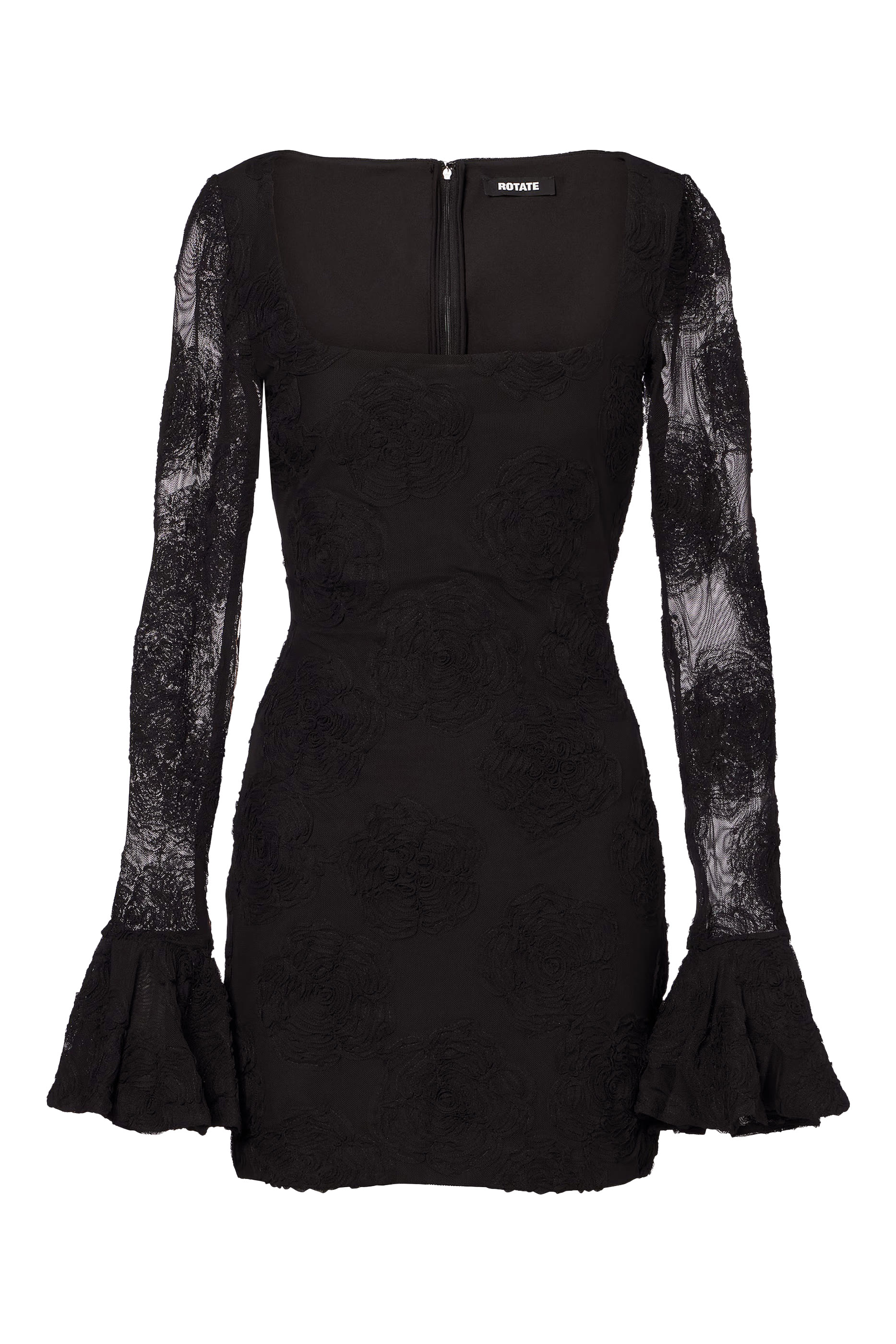 Flower Mesh Long Sleeves Mini Dress